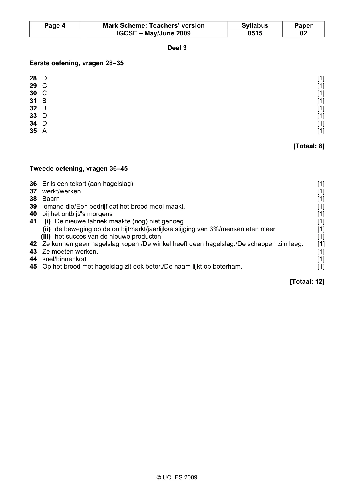 Mark scheme, page 4 of 4