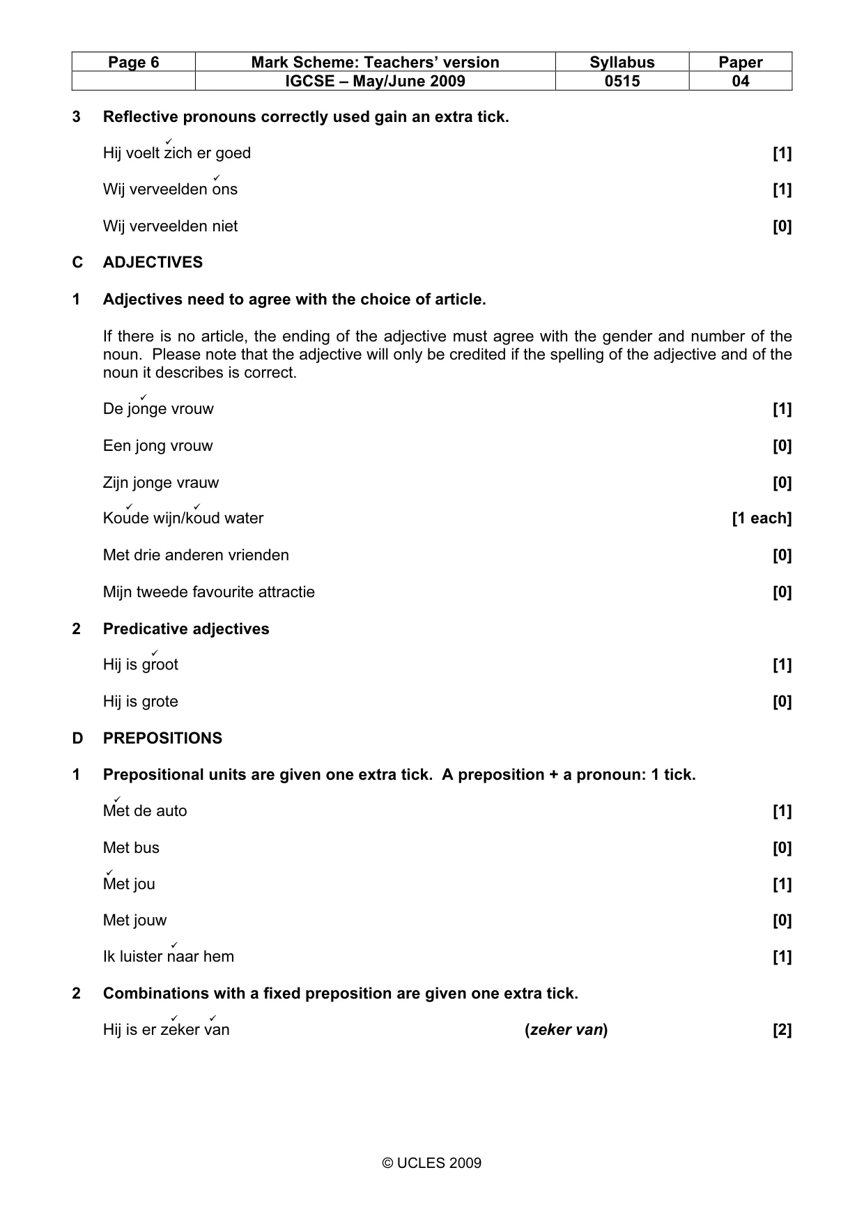 Mark scheme, page 6 of 10