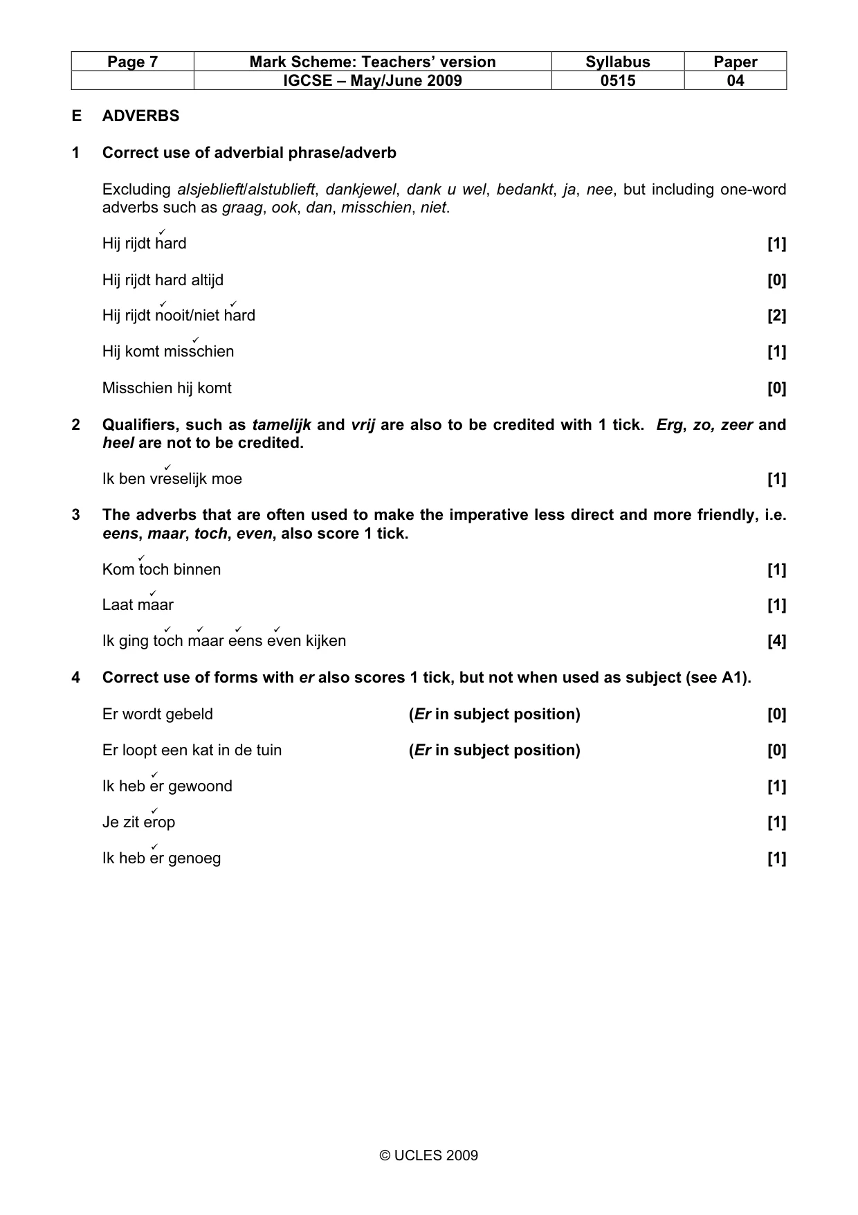 Mark scheme, page 7 of 10