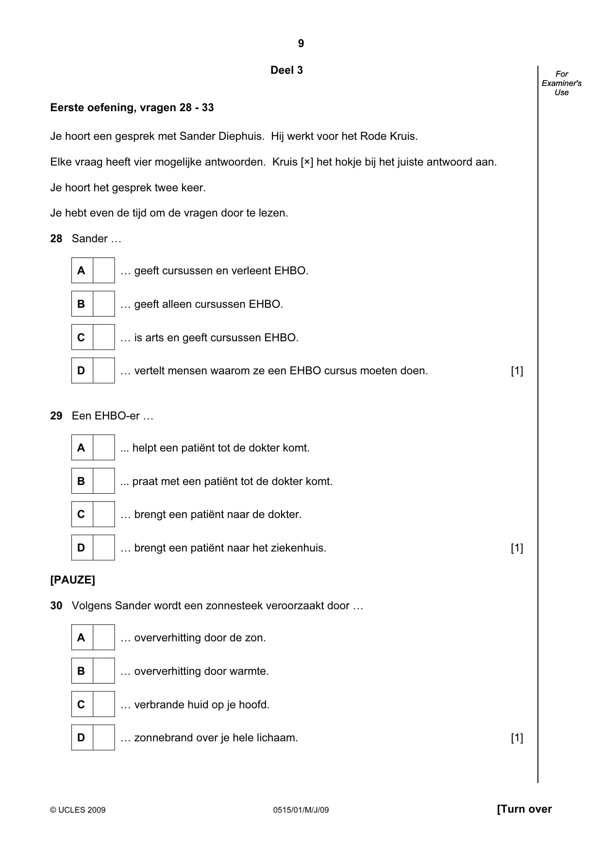 Cambridge IGCSE Dutch - Foreign Language 0515 2009 May/June Paper 1 · Variant 1 question paper, page 9 of 12