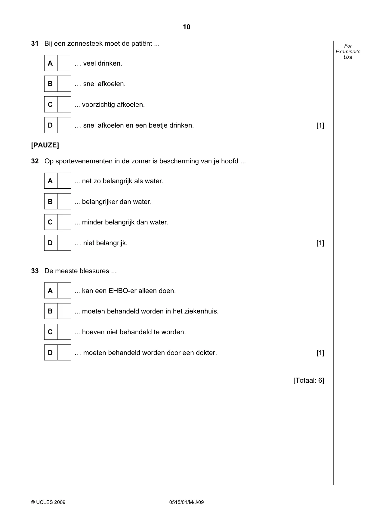 Cambridge IGCSE Dutch - Foreign Language 0515 2009 May/June Paper 1 · Variant 1 question paper, page 10 of 12