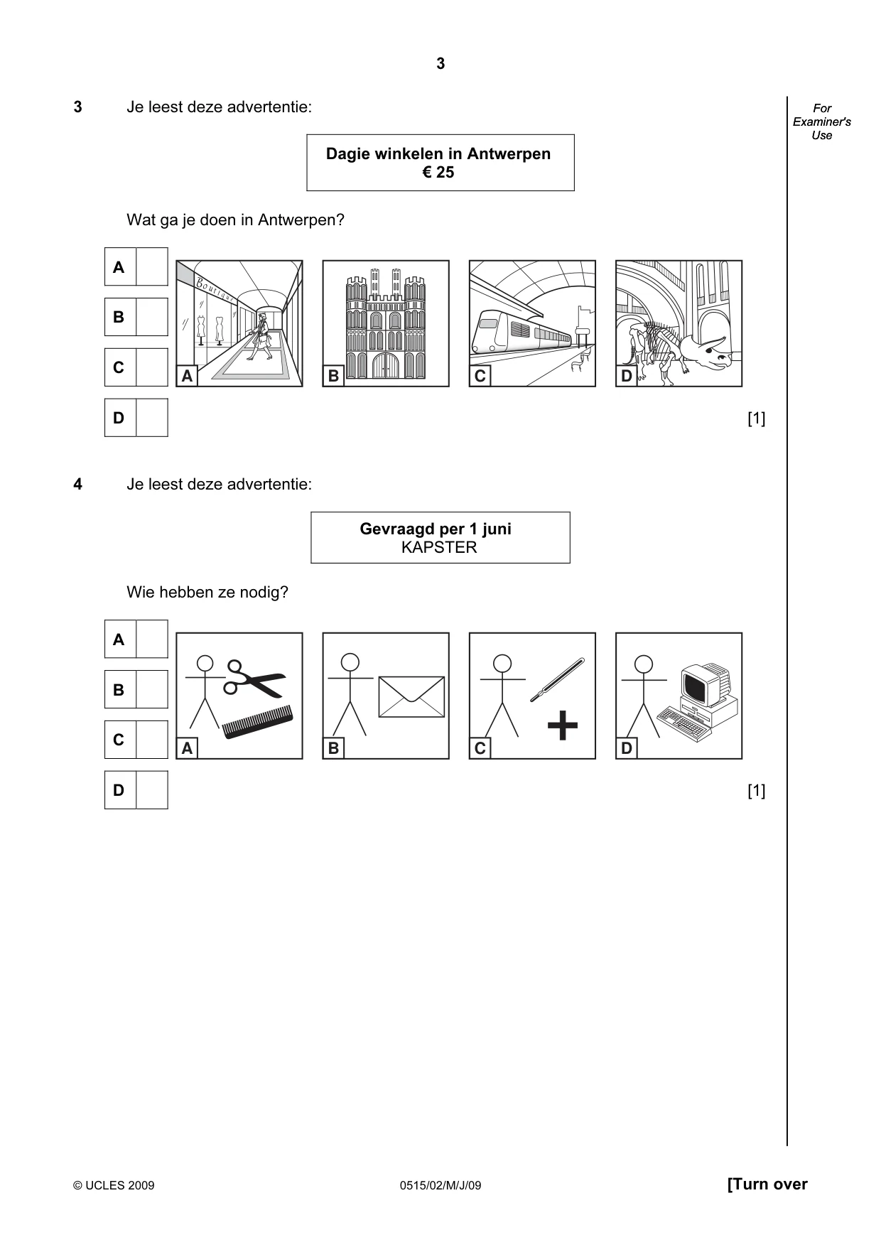 Cambridge IGCSE Dutch - Foreign Language 0515 2009 May/June Paper 2 · Variant 1 question paper, page 3 of 16
