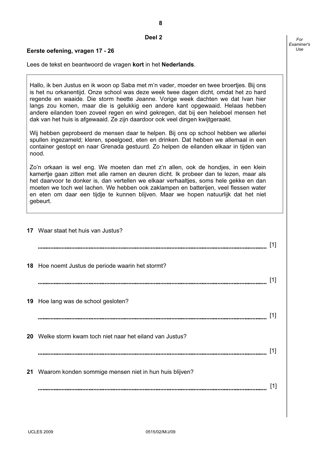 Cambridge IGCSE Dutch - Foreign Language 0515 2009 May/June Paper 2 · Variant 1 question paper, page 8 of 16