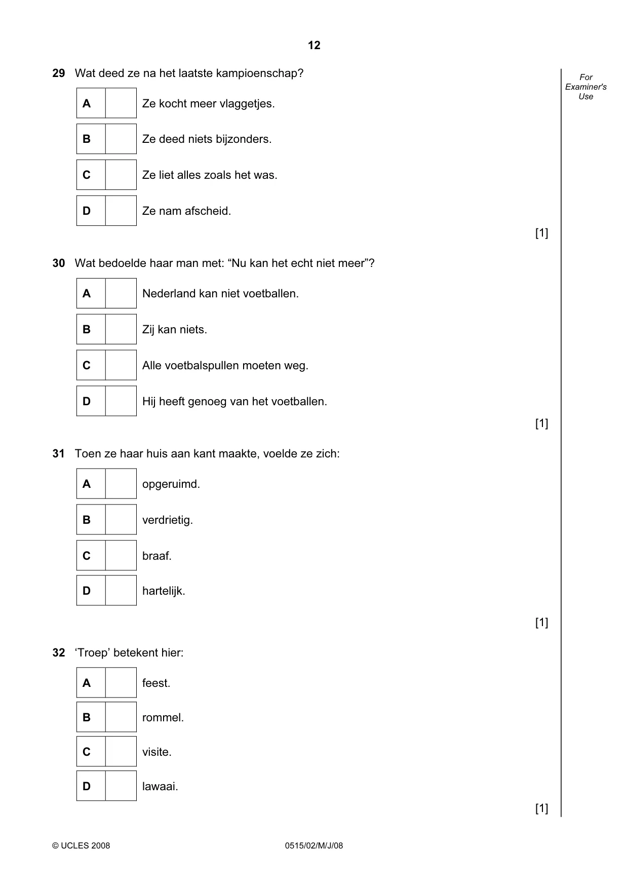 Cambridge IGCSE Dutch - Foreign Language 0515 2009 May/June Paper 2 · Variant 1 question paper, page 12 of 16
