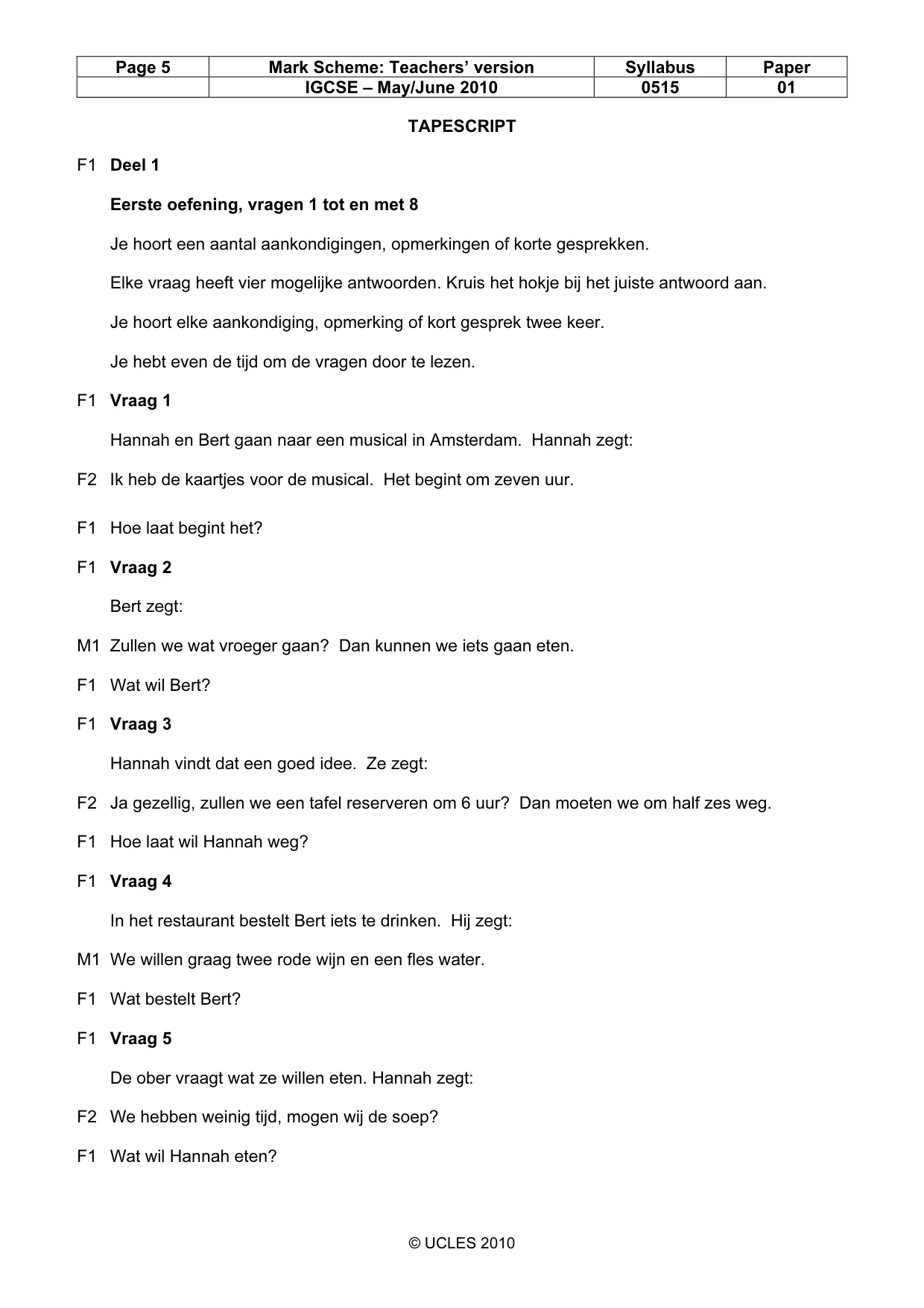Mark scheme, page 5 of 10