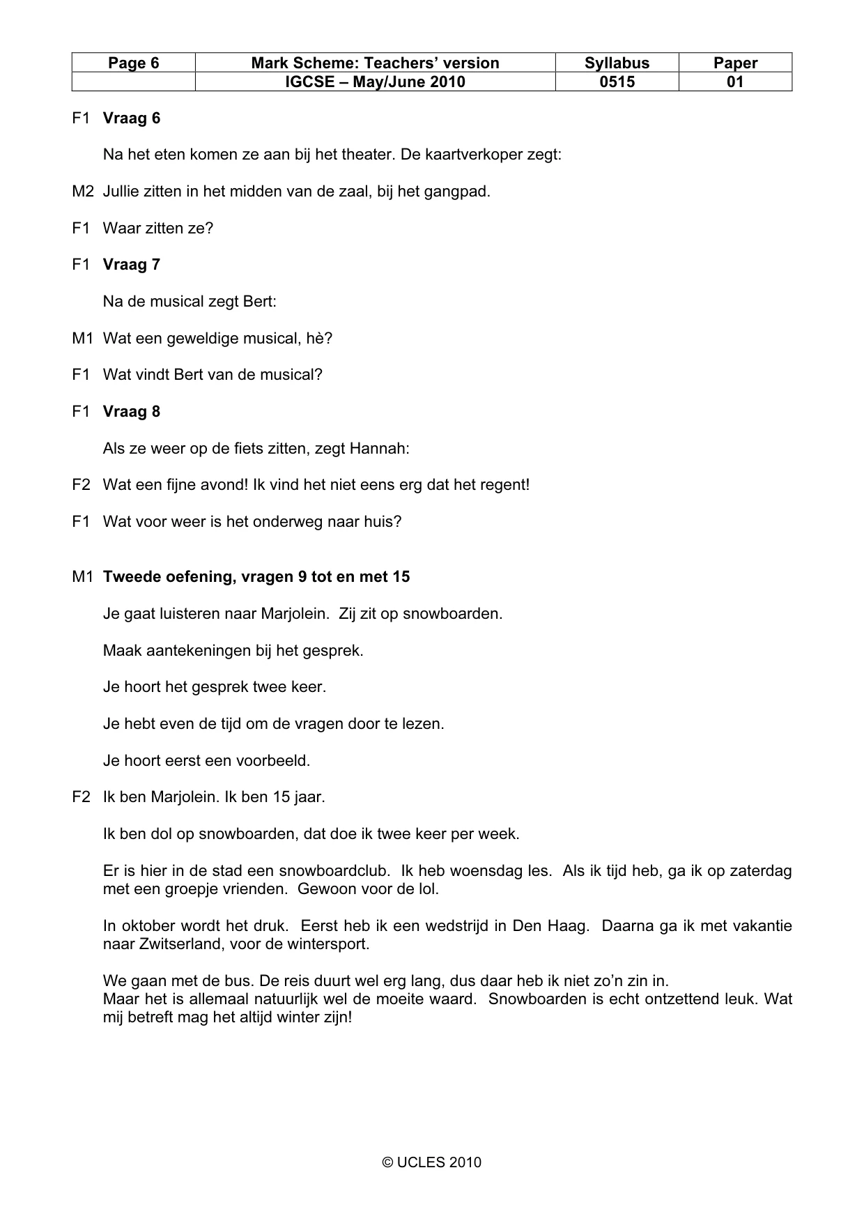 Mark scheme, page 6 of 10