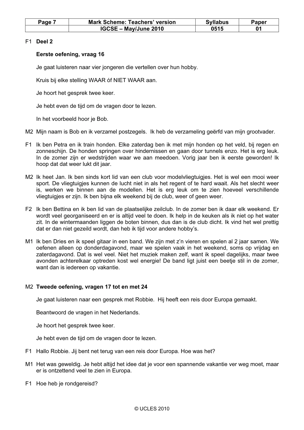 Mark scheme, page 7 of 10