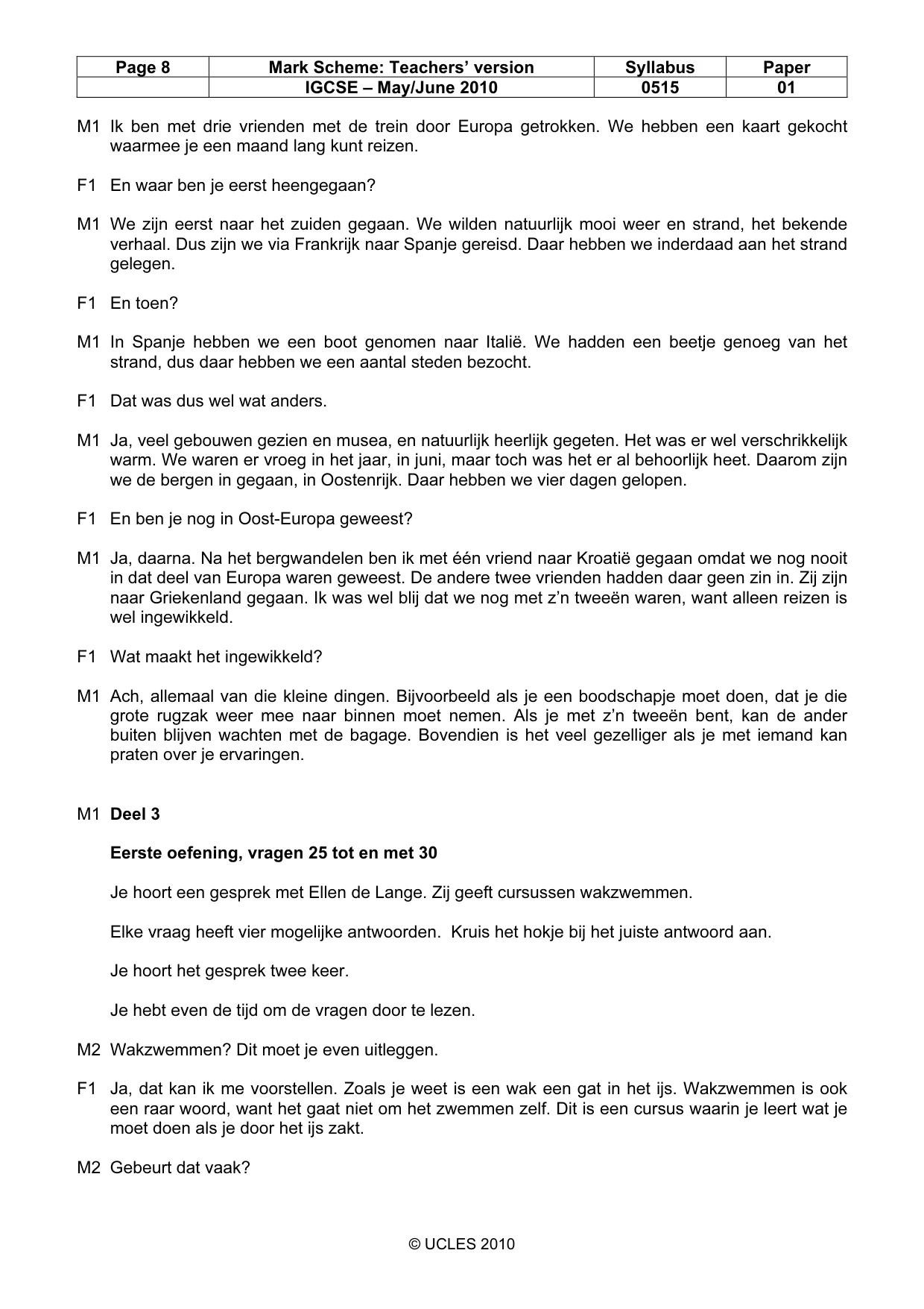 Mark scheme, page 8 of 10