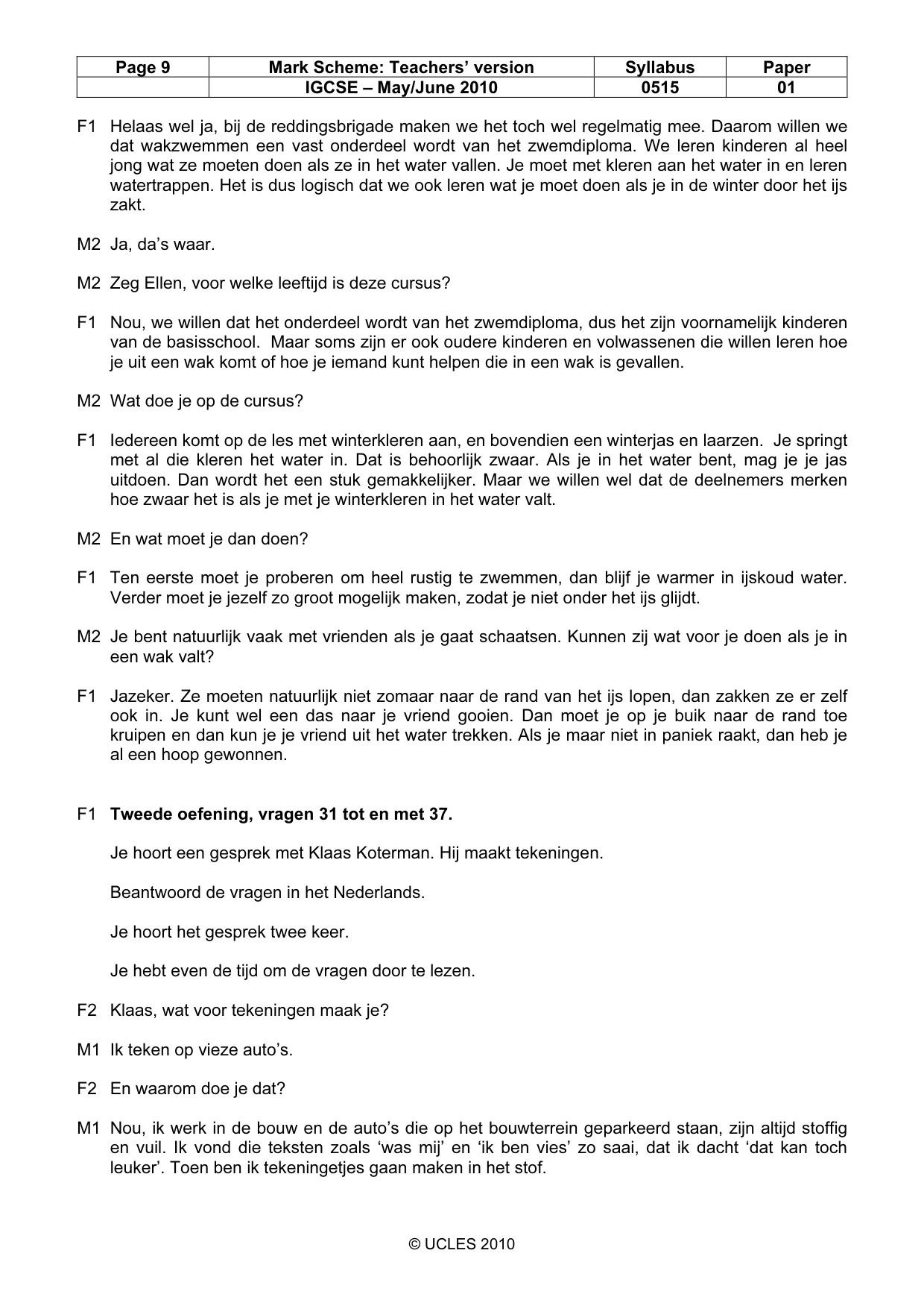 Mark scheme, page 9 of 10