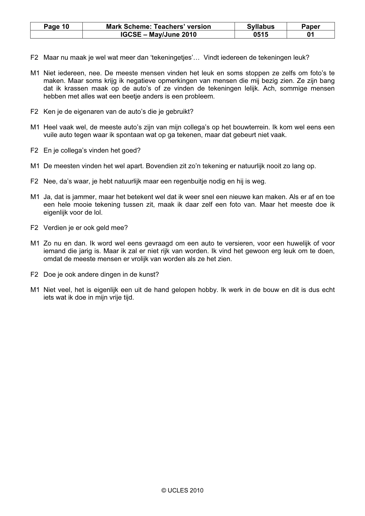 Mark scheme, page 10 of 10