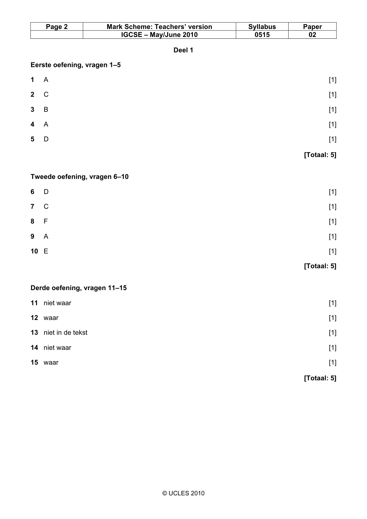 Mark scheme, page 2 of 6