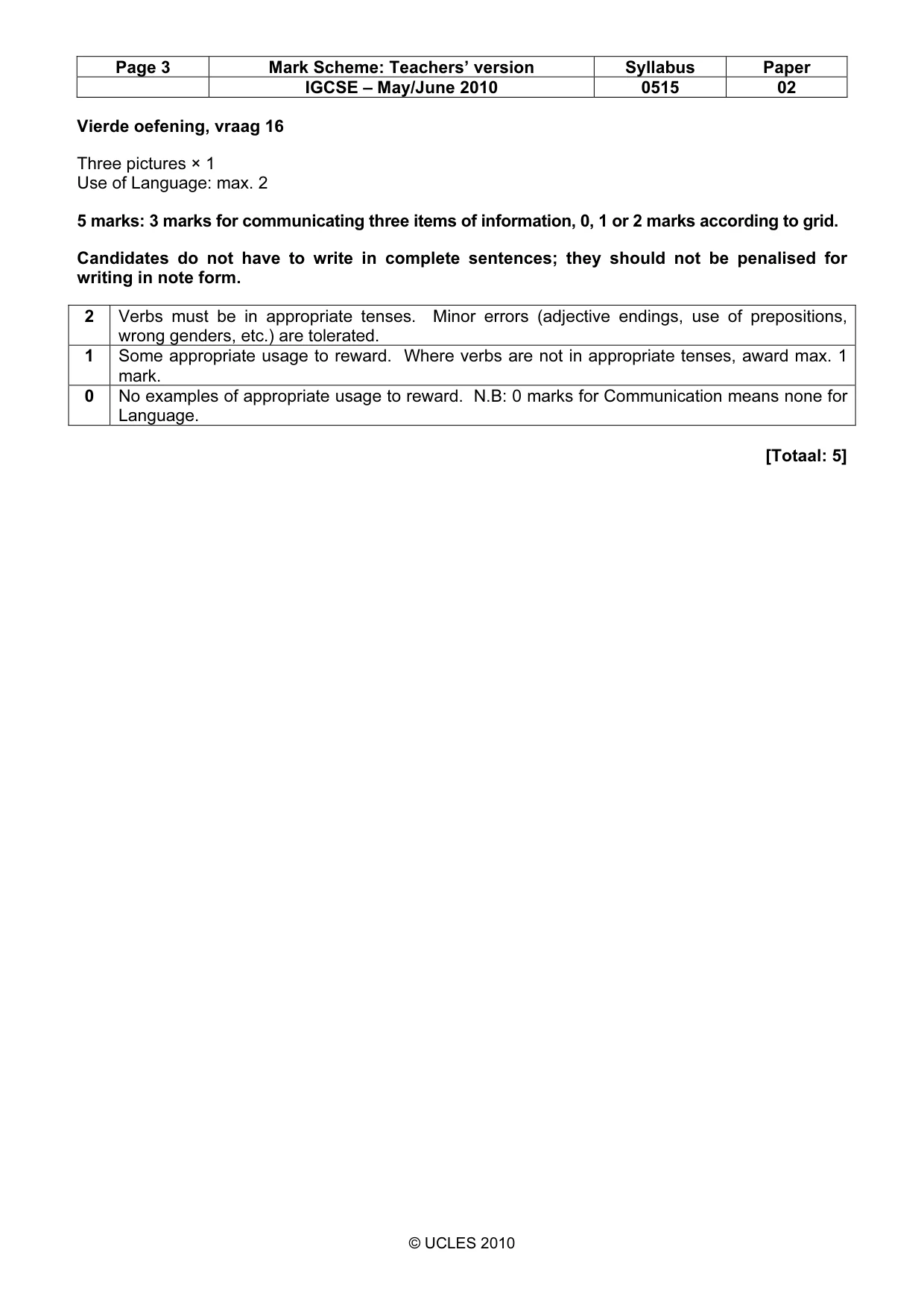 Mark scheme, page 3 of 6