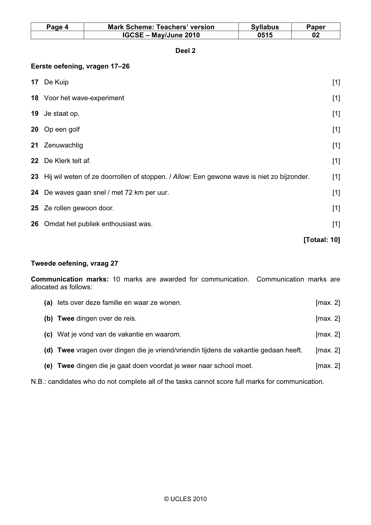 Mark scheme, page 4 of 6