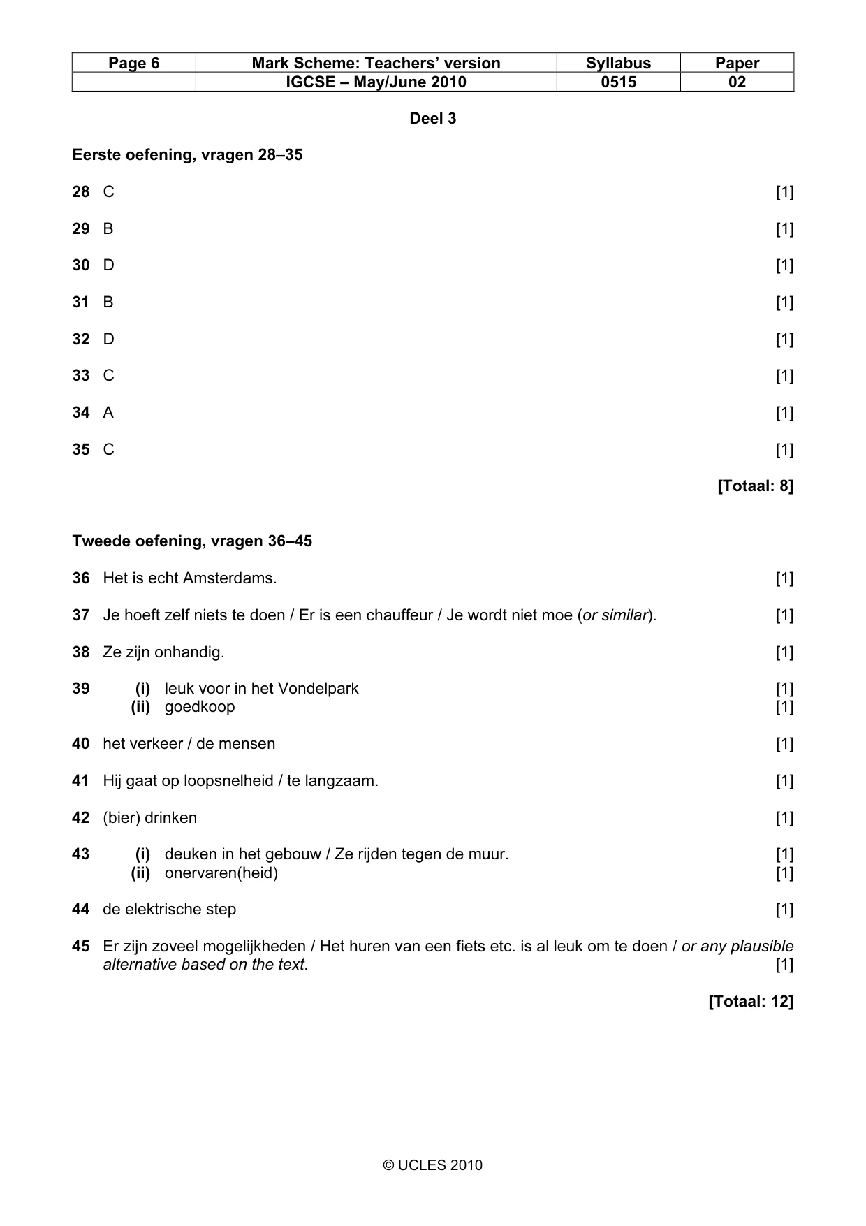 Mark scheme, page 6 of 6