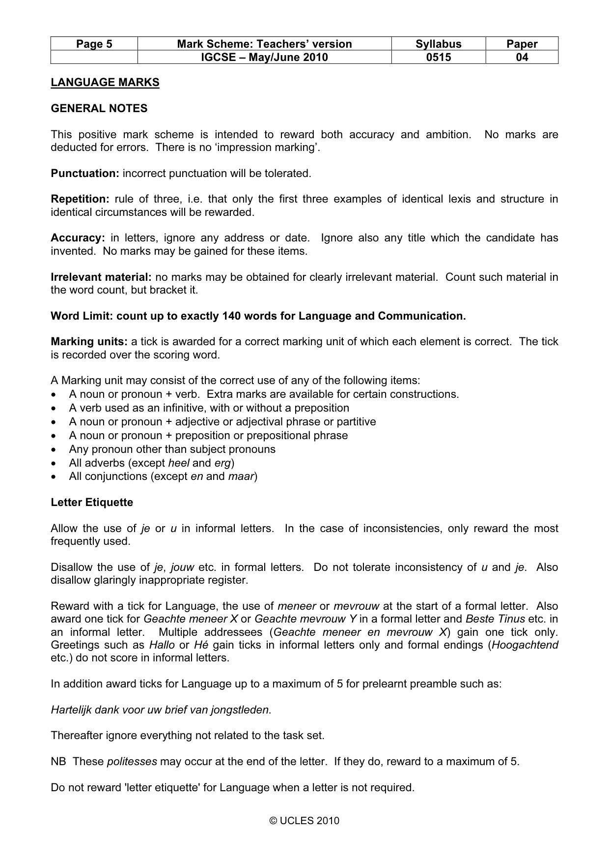 Mark scheme, page 5 of 13
