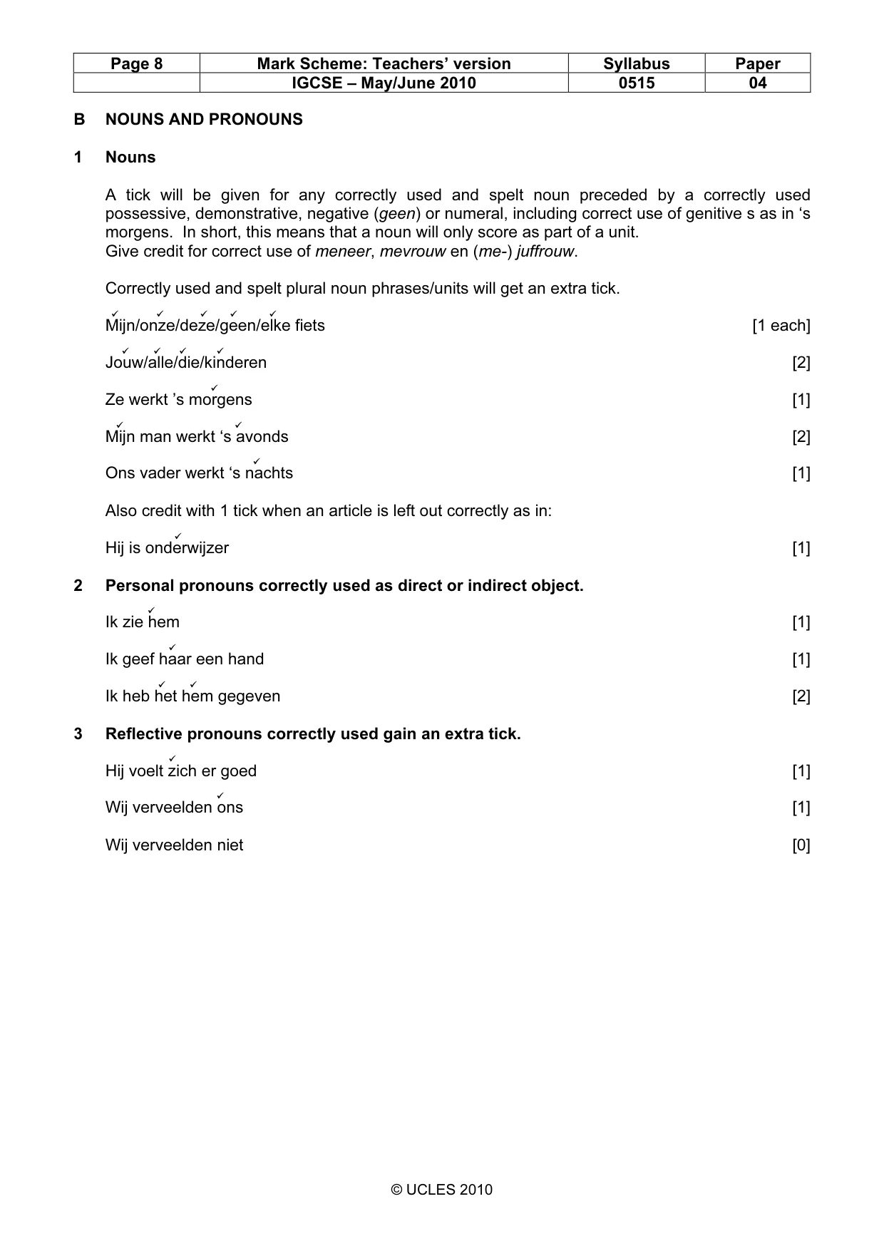 Mark scheme, page 8 of 13