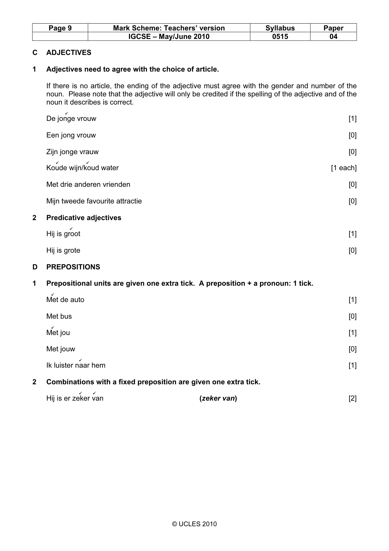 Mark scheme, page 9 of 13