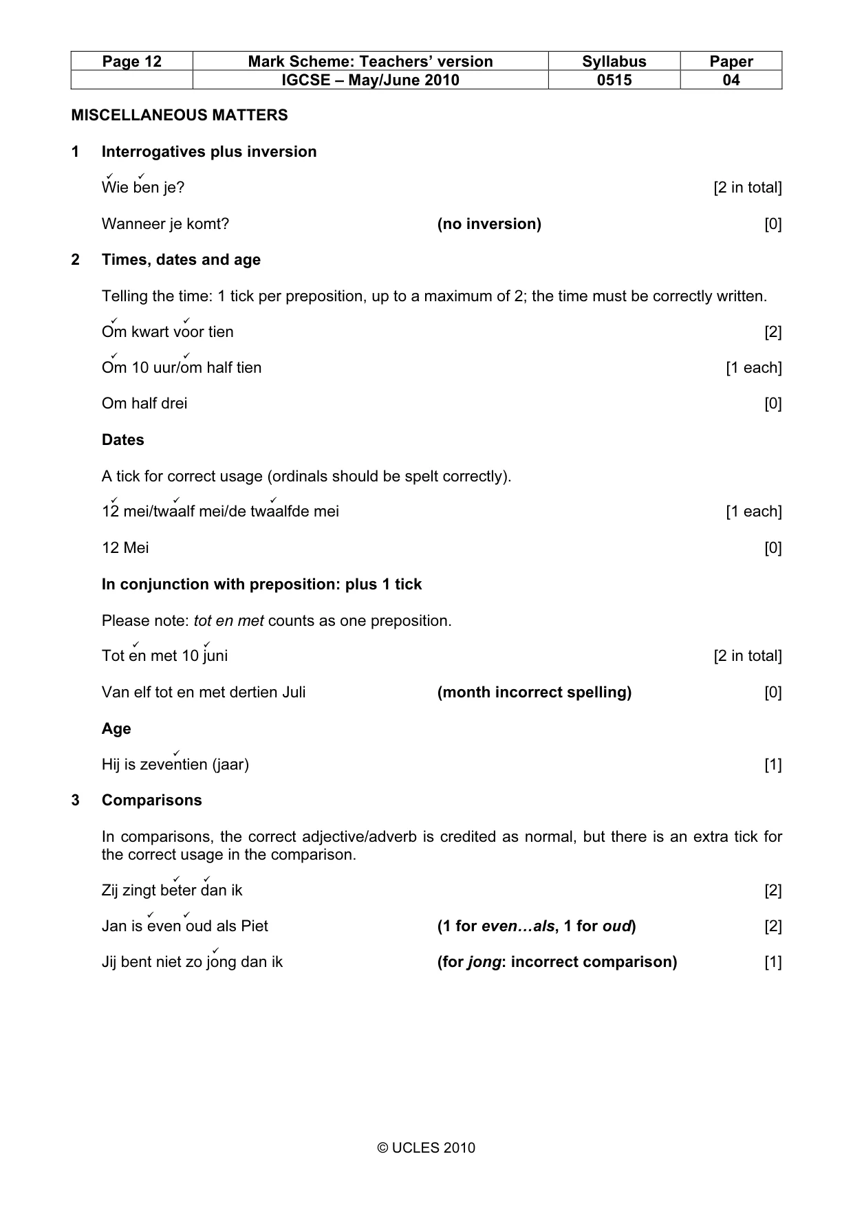 Mark scheme, page 12 of 13