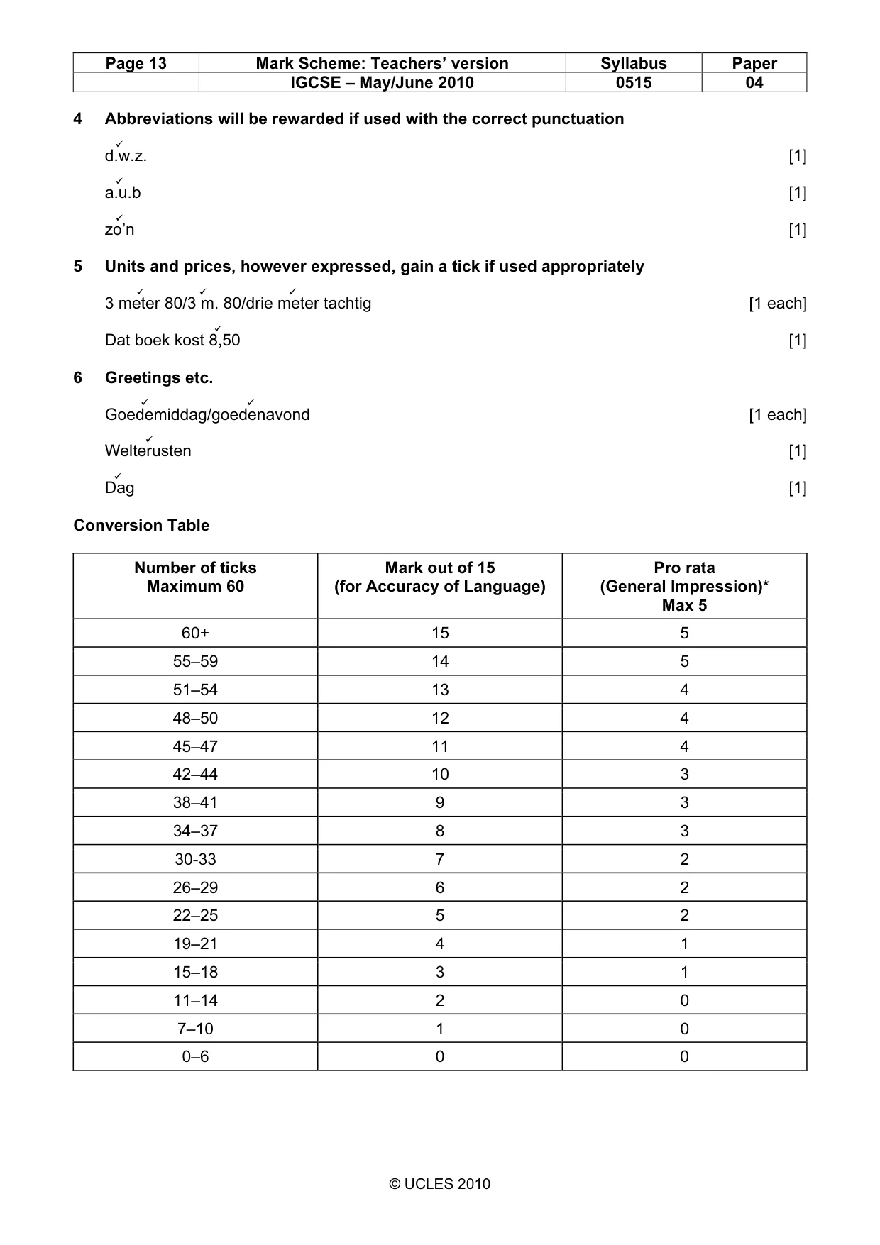 Mark scheme, page 13 of 13