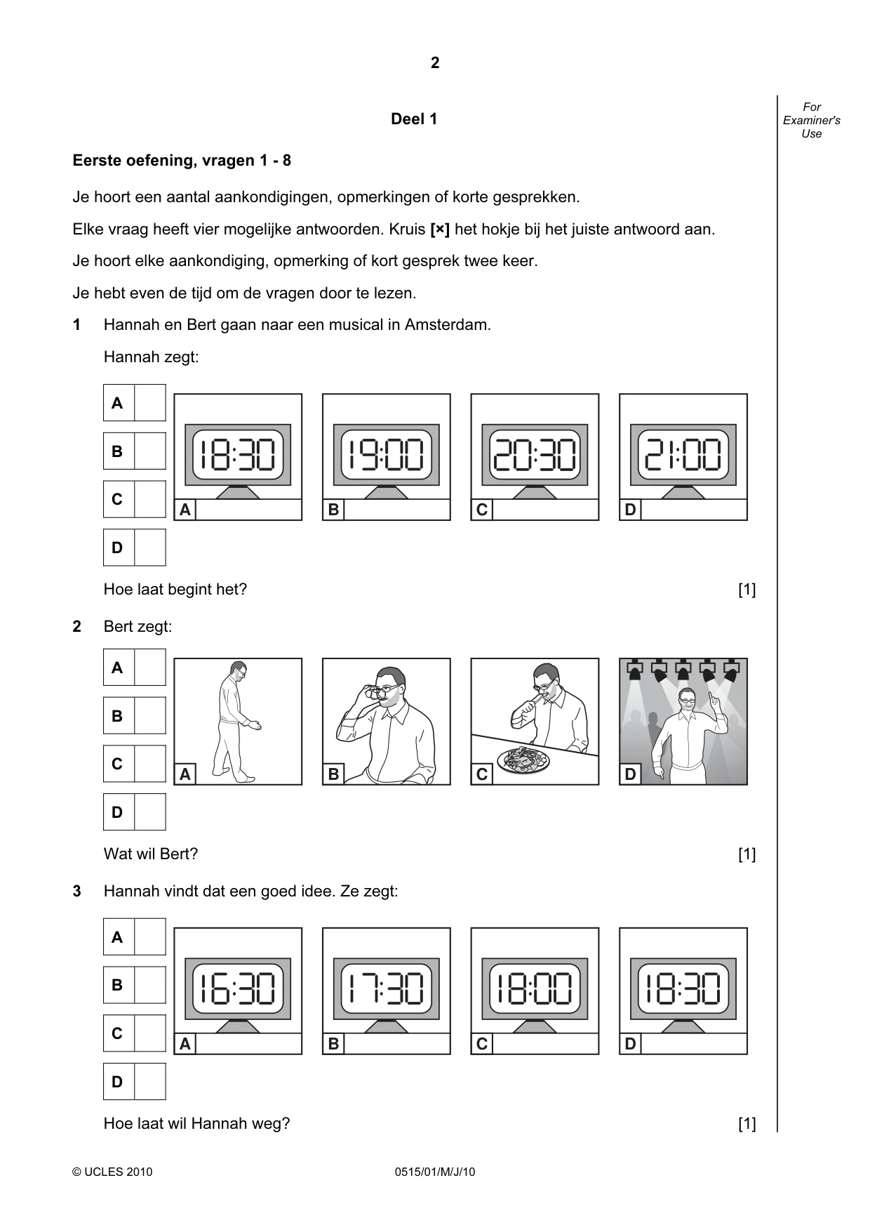 Cambridge IGCSE Dutch - Foreign Language 0515 2010 May/June Paper 1 · Variant 1 question paper, page 2 of 12