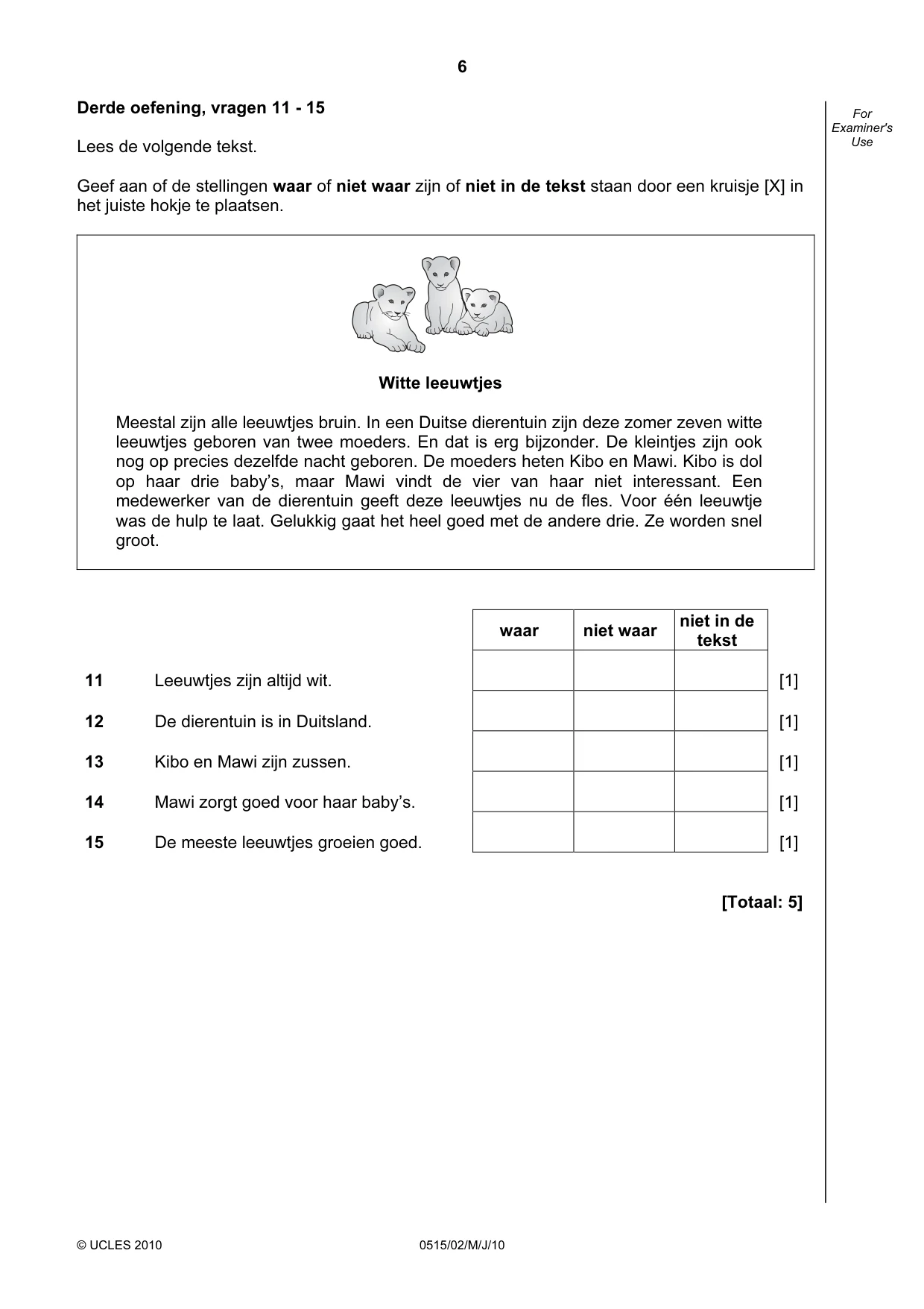 Cambridge IGCSE Dutch - Foreign Language 0515 2010 May/June Paper 2 · Variant 1 question paper, page 6 of 20