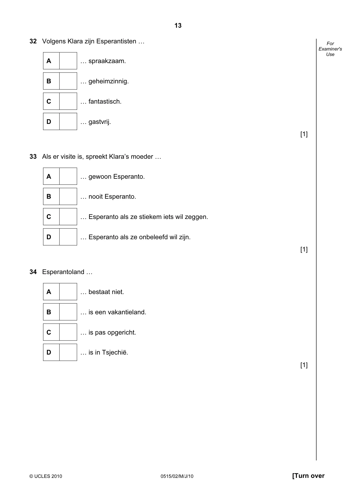 Cambridge IGCSE Dutch - Foreign Language 0515 2010 May/June Paper 2 · Variant 1 question paper, page 13 of 20