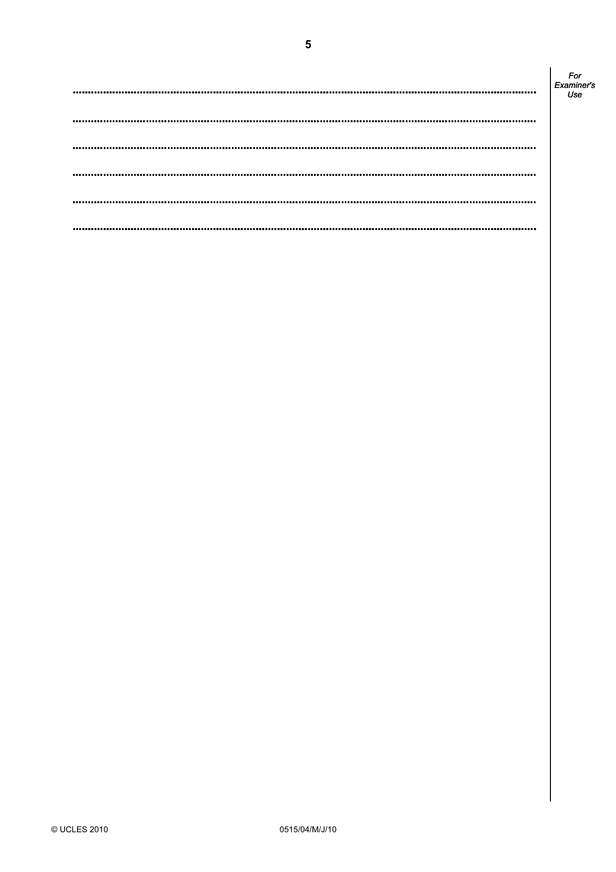 Cambridge IGCSE Dutch - Foreign Language 0515 2010 May/June Paper 4 · Variant 1 question paper, page 5 of 8