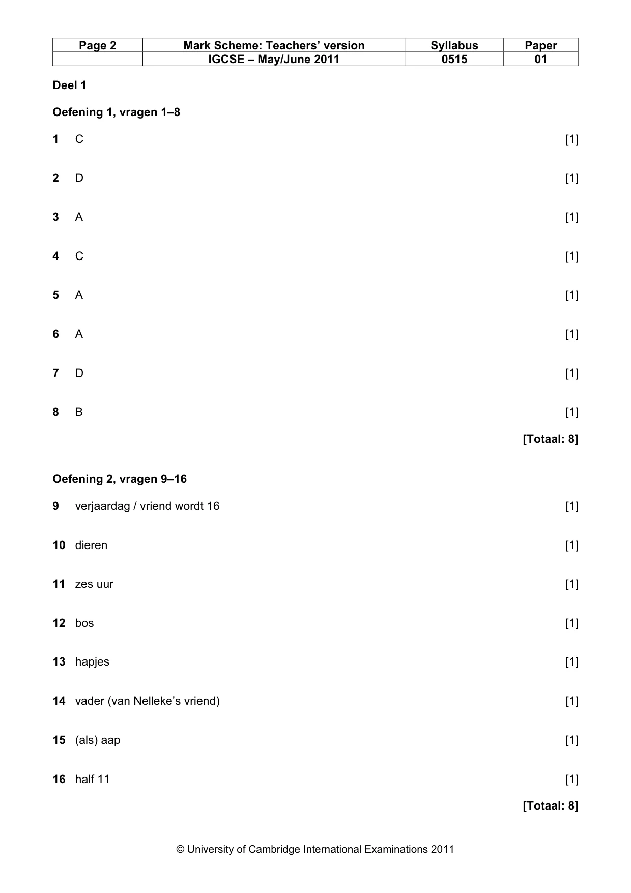 Mark scheme, page 2 of 4