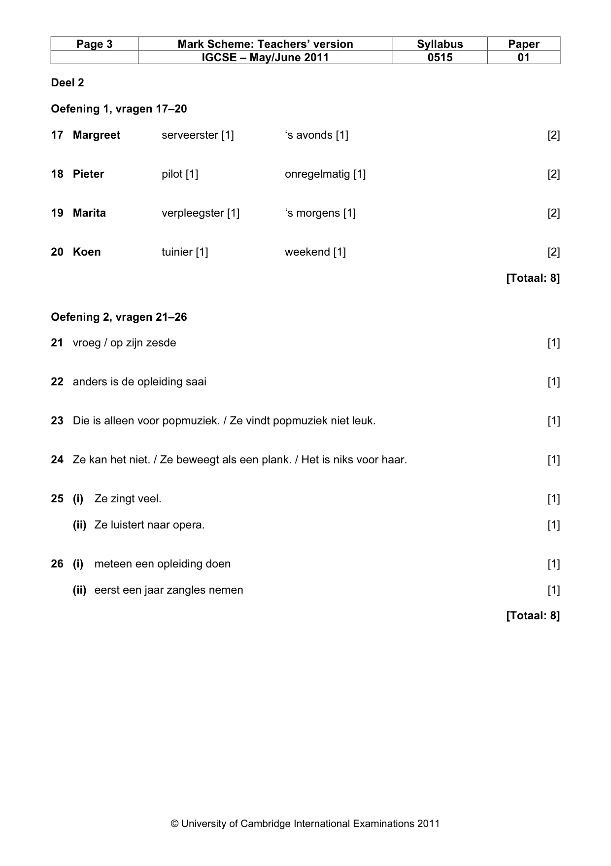 Mark scheme, page 3 of 4