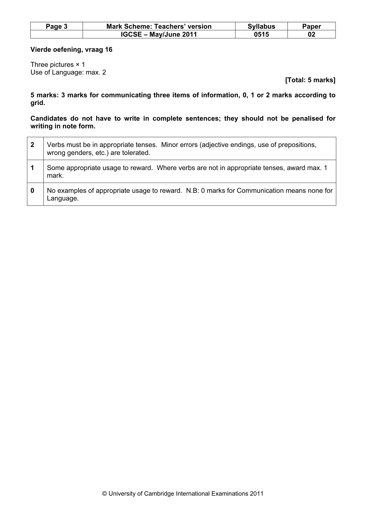 Mark scheme, page 3 of 6