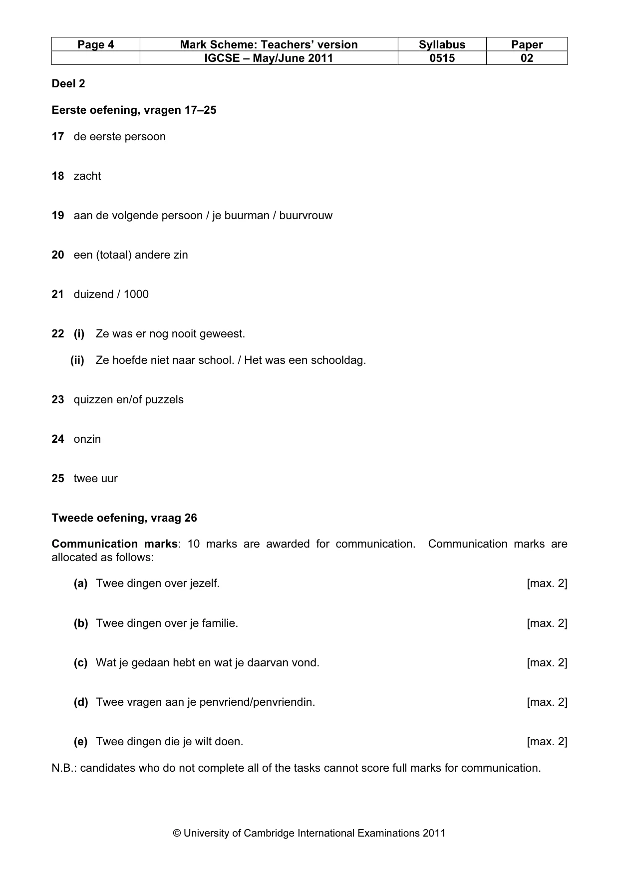 Mark scheme, page 4 of 6