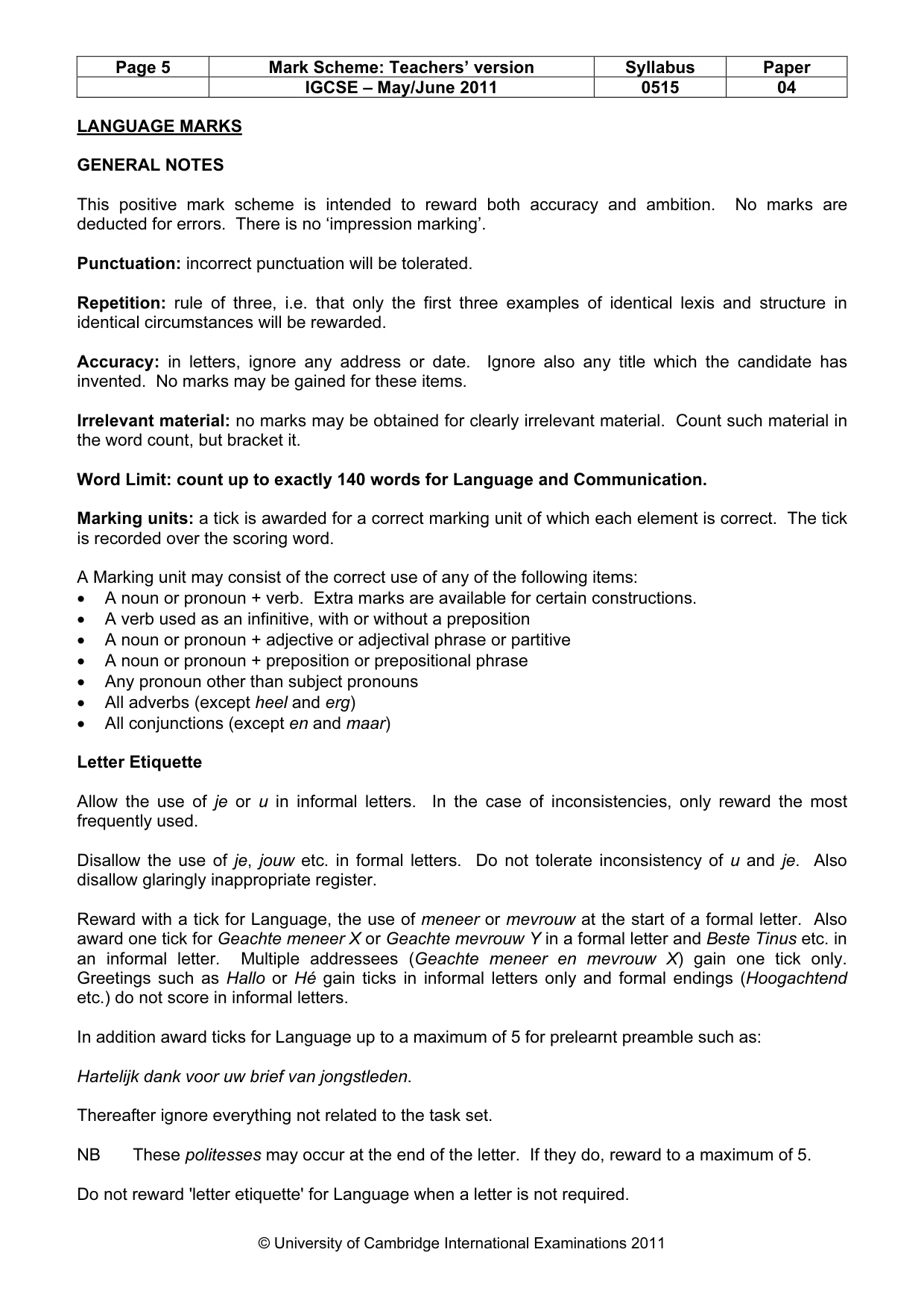 Mark scheme, page 5 of 14