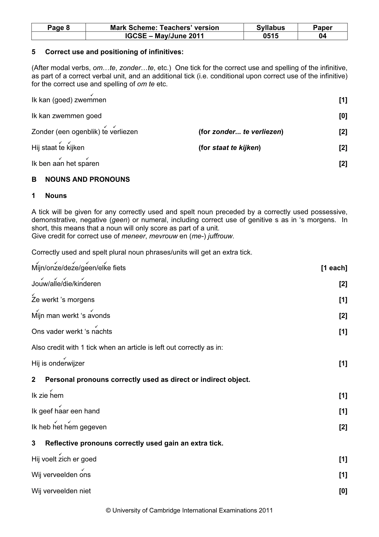 Mark scheme, page 8 of 14