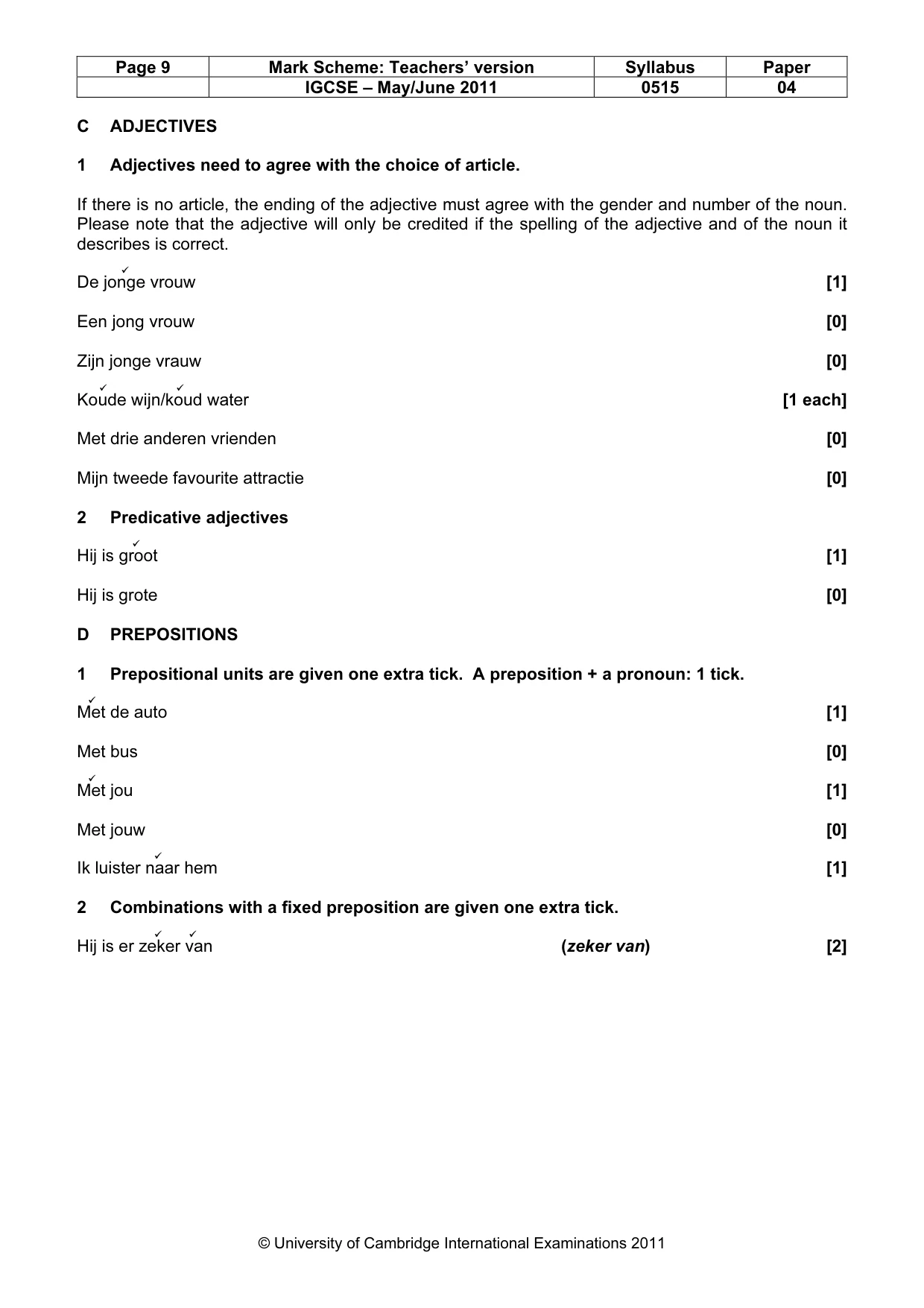 Mark scheme, page 9 of 14
