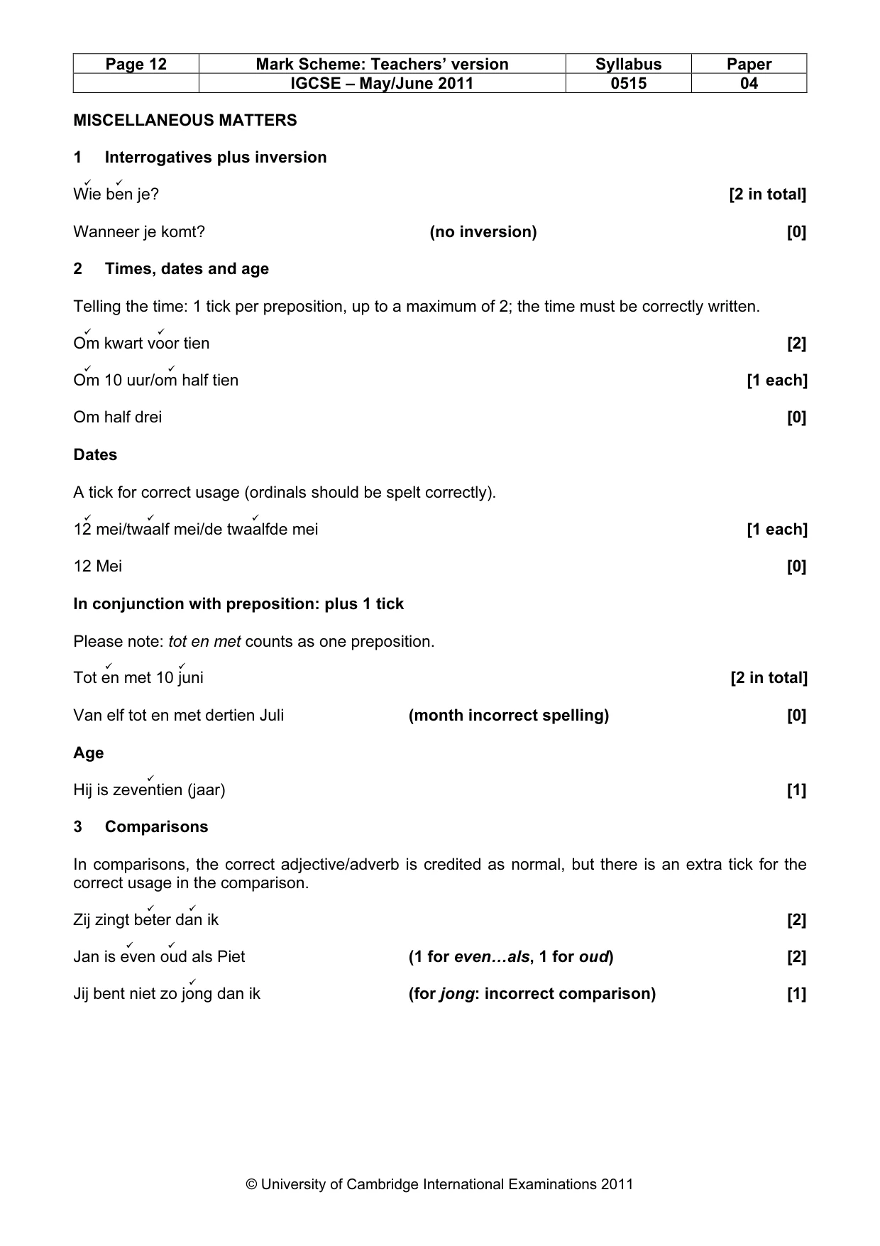 Mark scheme, page 12 of 14