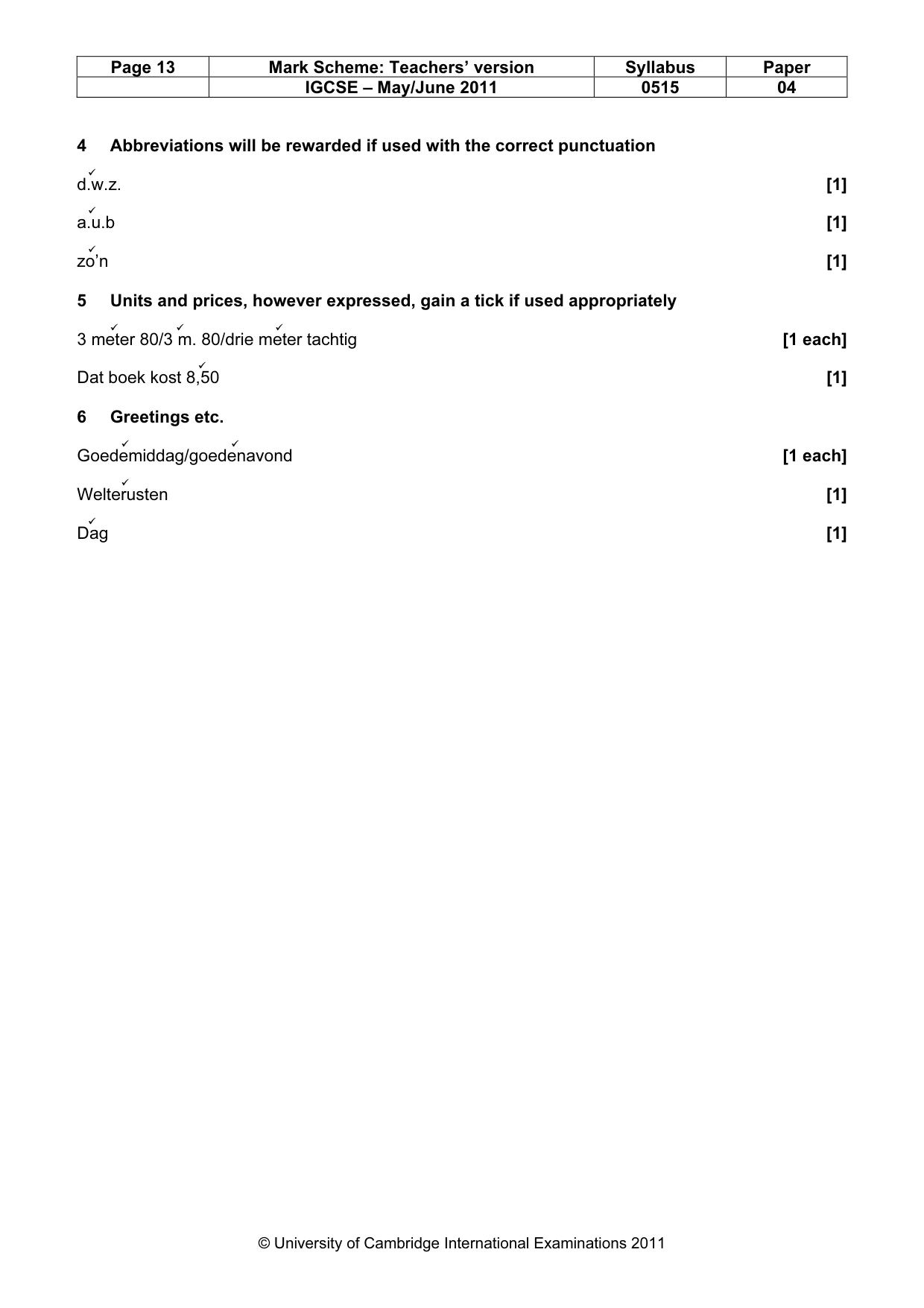 Mark scheme, page 13 of 14
