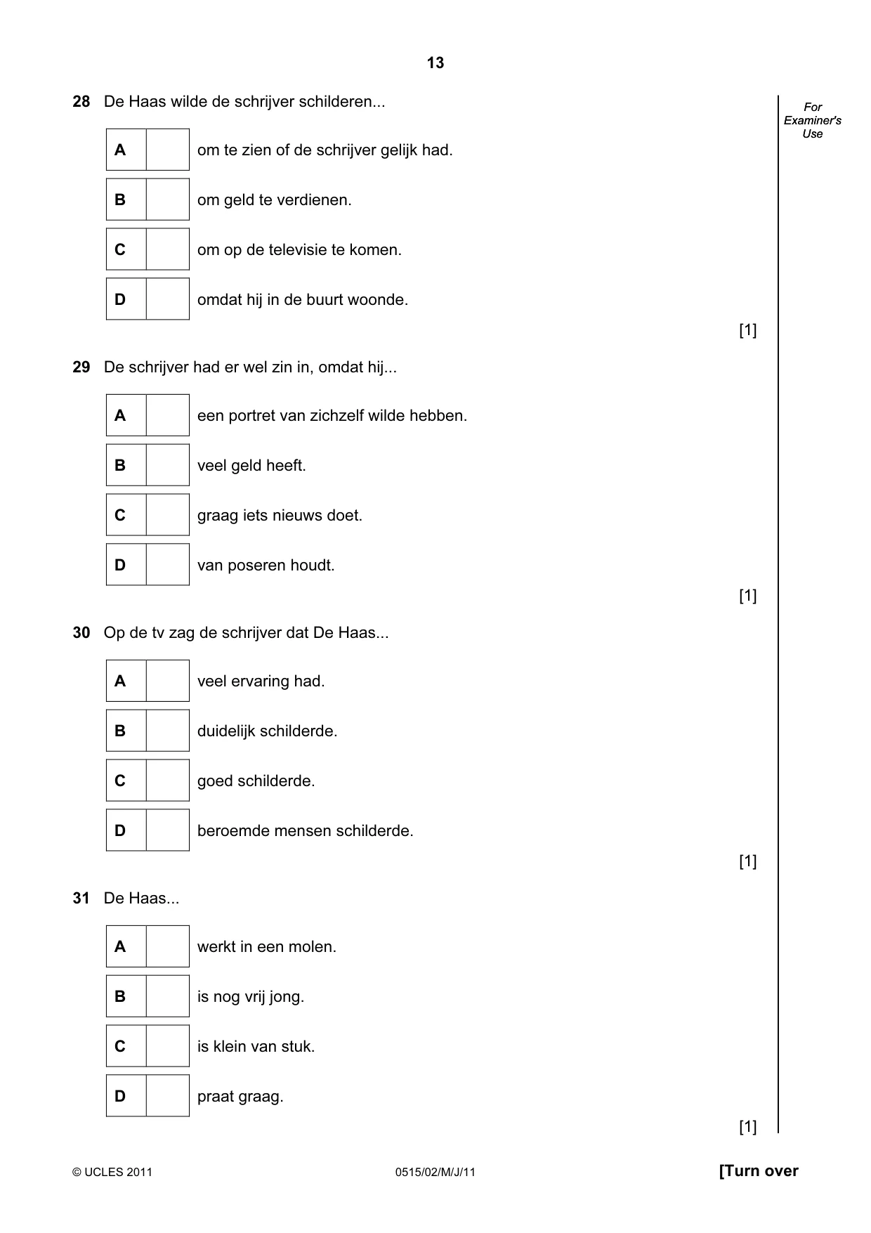 Cambridge IGCSE Dutch - Foreign Language 0515 2011 May/June Paper 2 · Variant 1 question paper, page 13 of 16