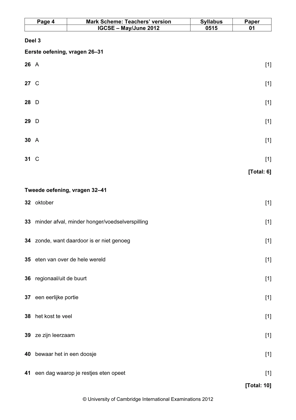 Mark scheme, page 4 of 10