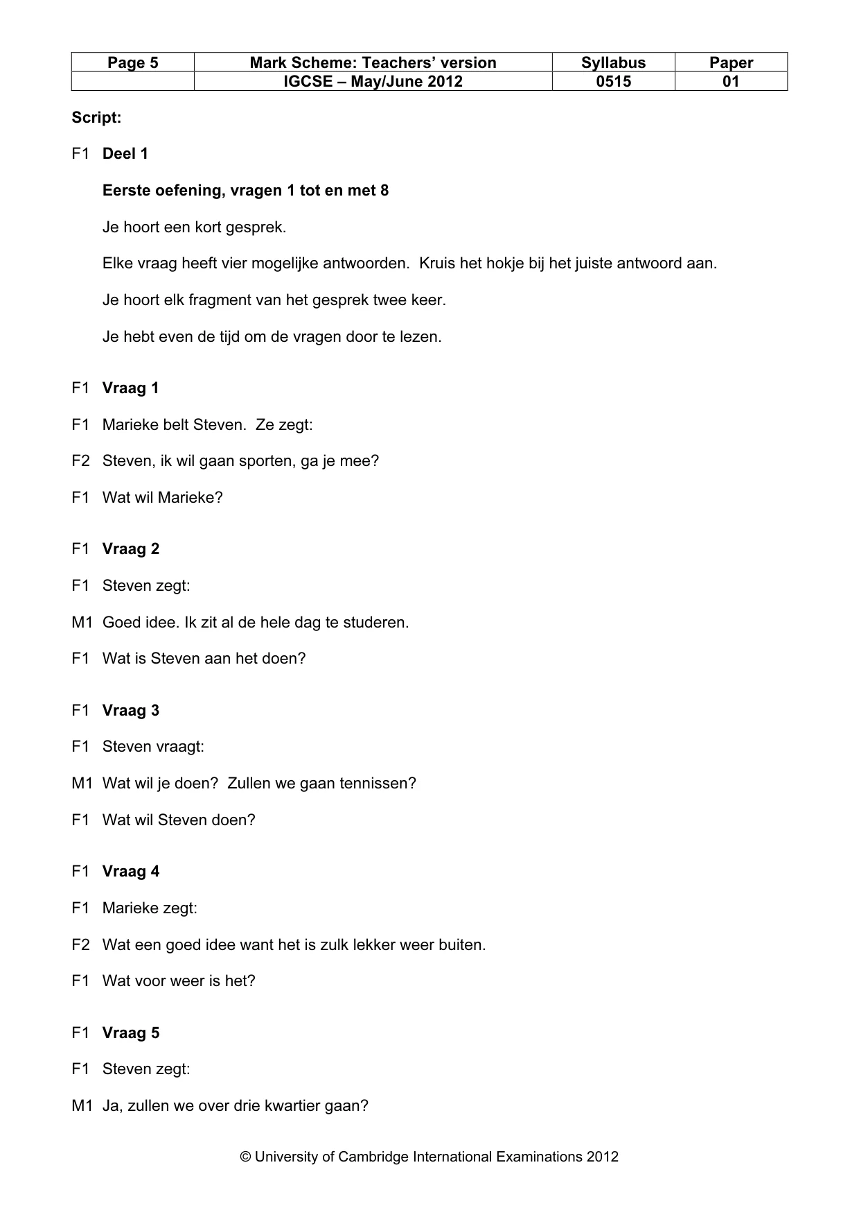 Mark scheme, page 5 of 10