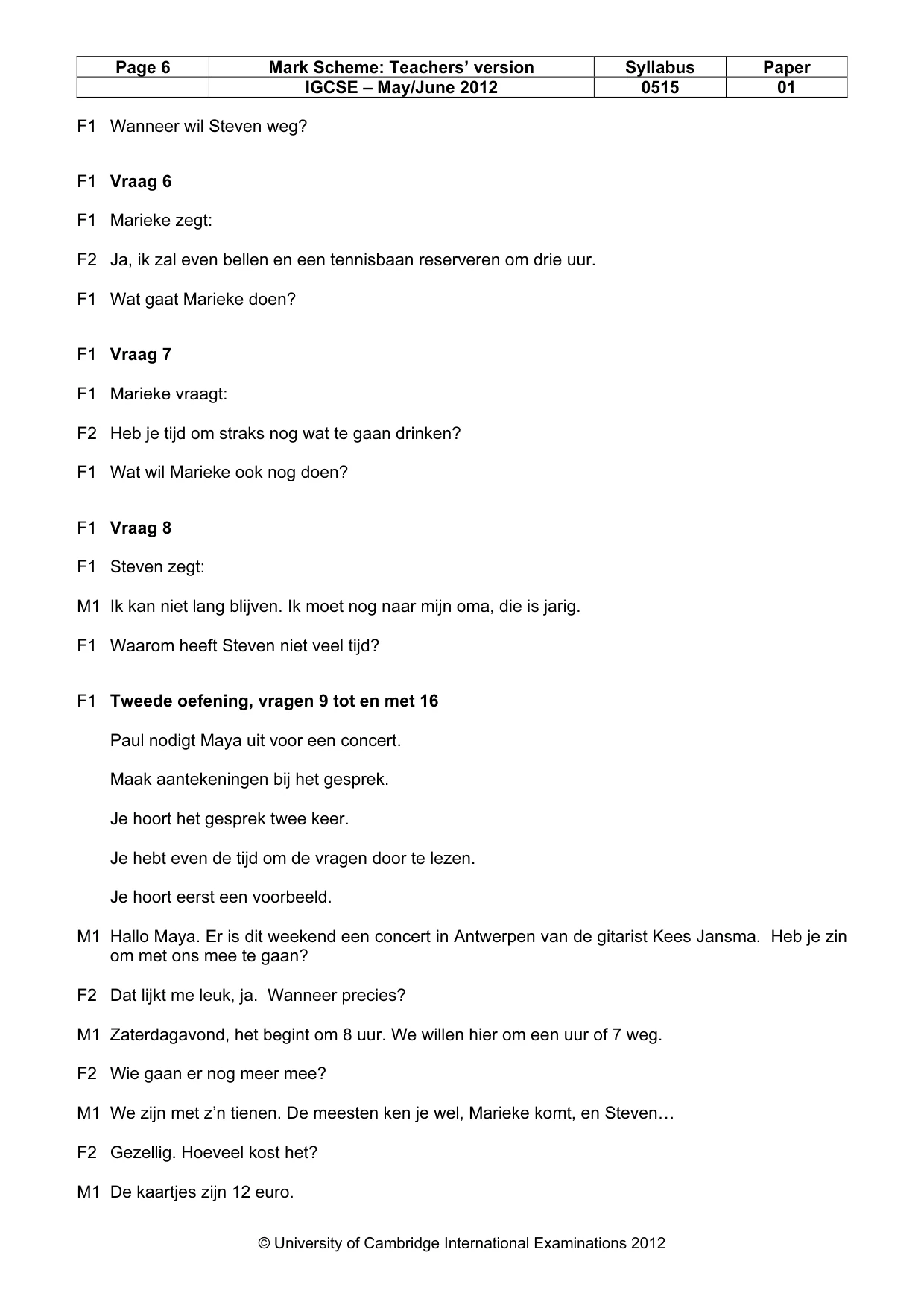 Mark scheme, page 6 of 10