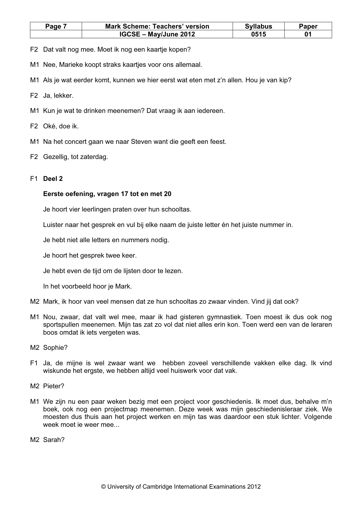 Mark scheme, page 7 of 10