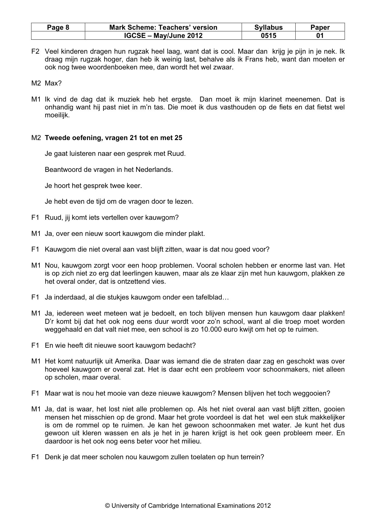 Mark scheme, page 8 of 10