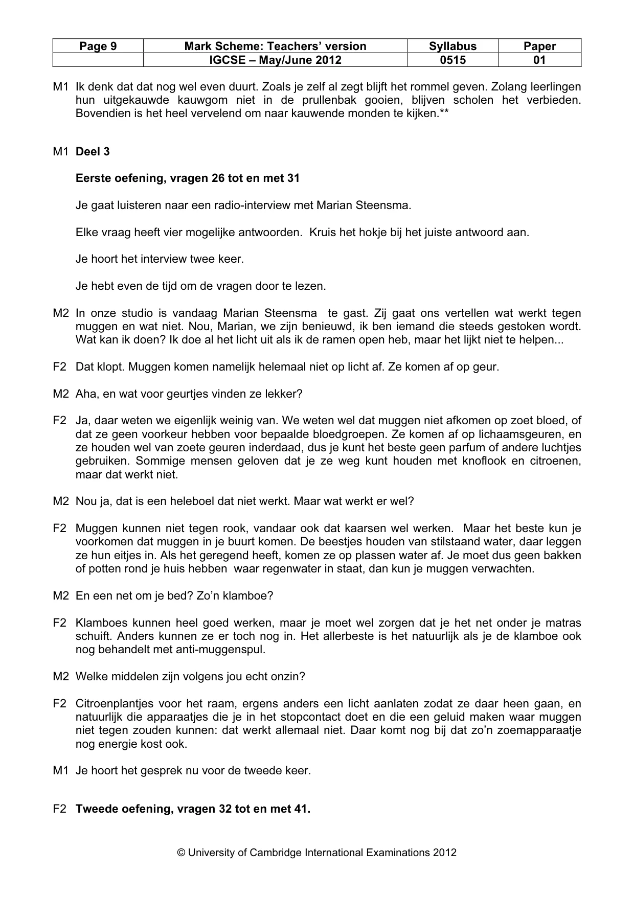 Mark scheme, page 9 of 10