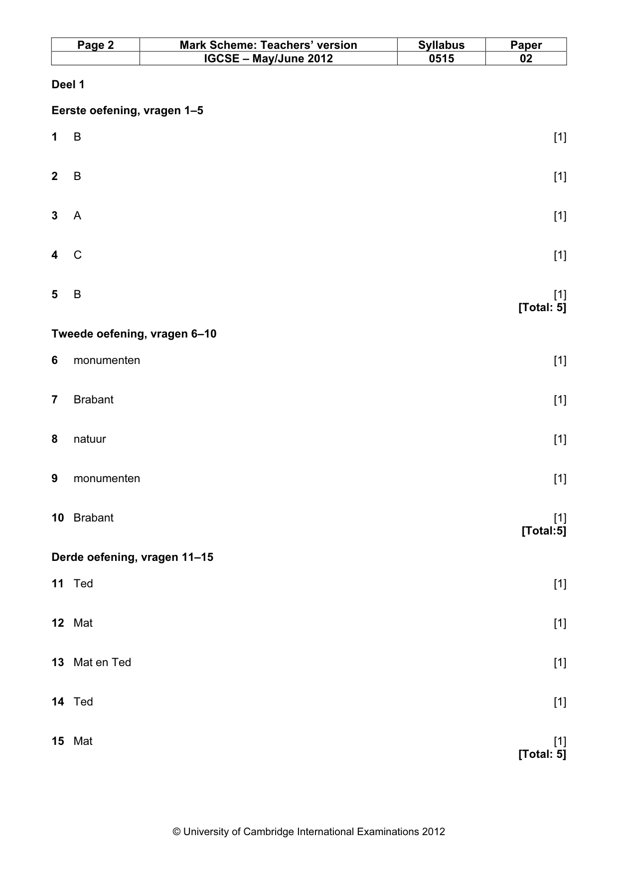 Mark scheme, page 2 of 7