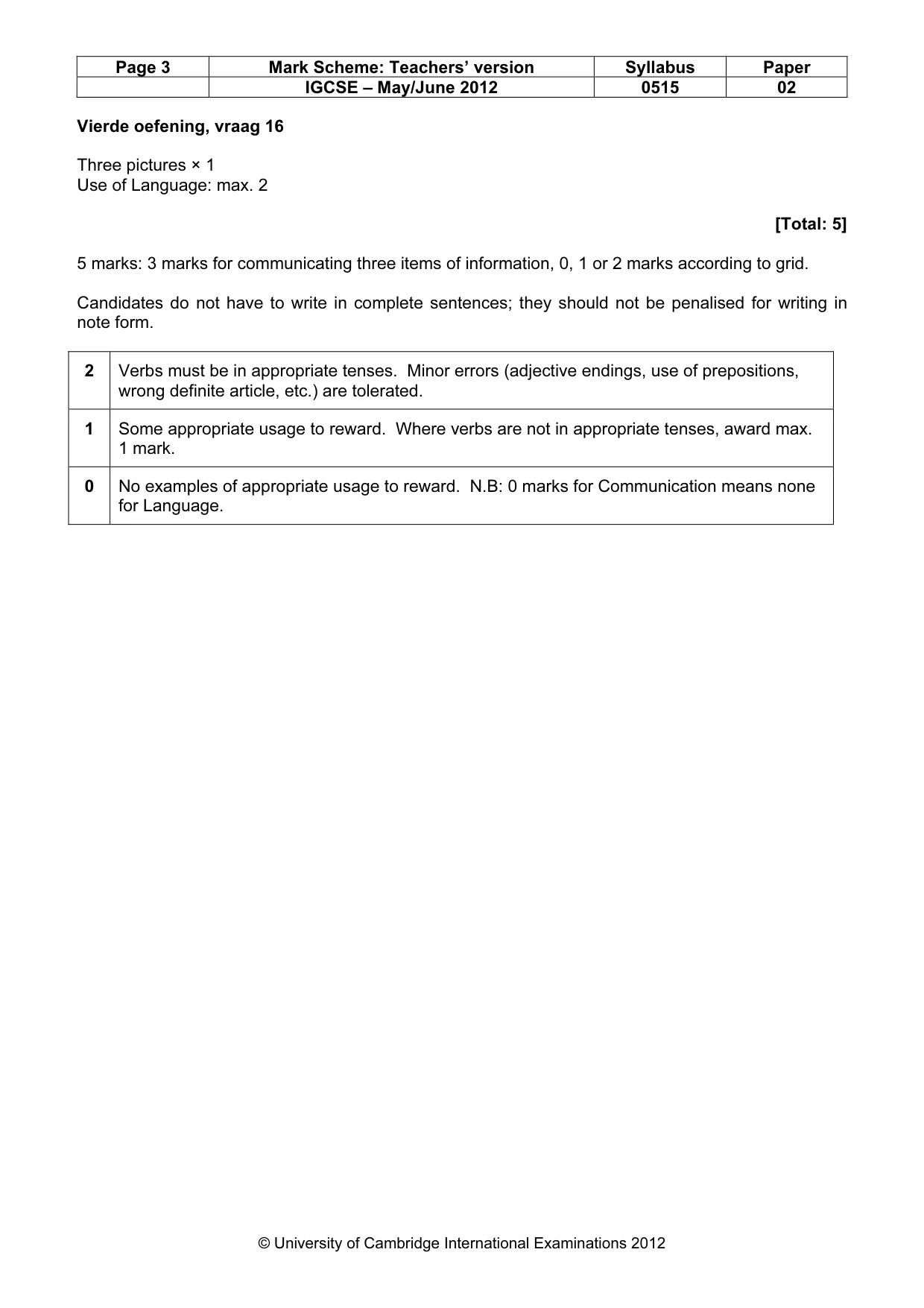 Mark scheme, page 3 of 7