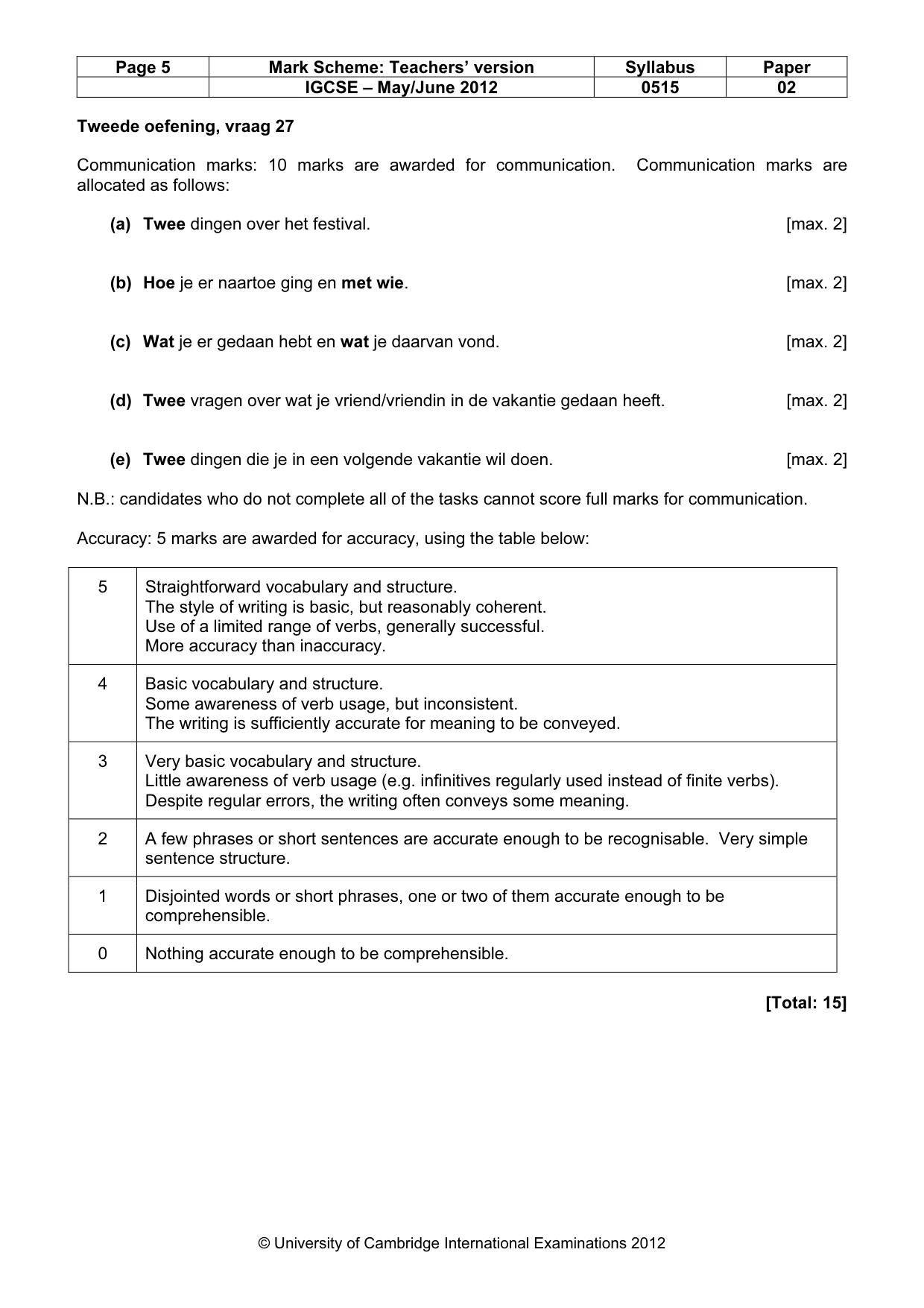 Mark scheme, page 5 of 7