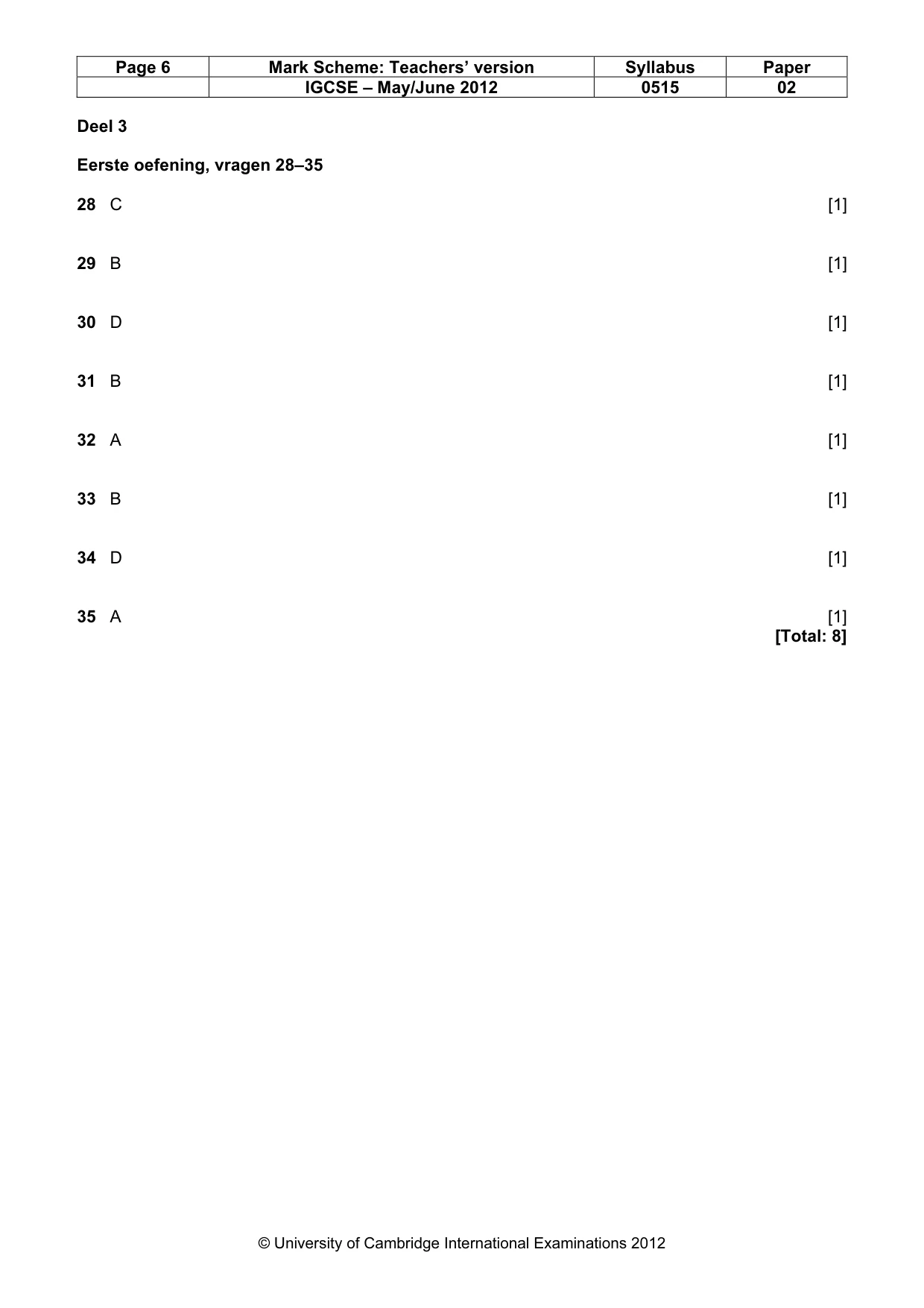 Mark scheme, page 6 of 7