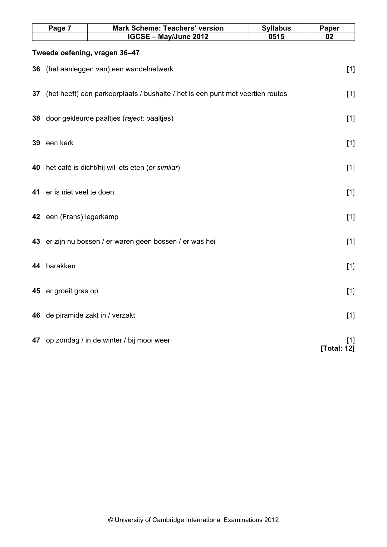 Mark scheme, page 7 of 7