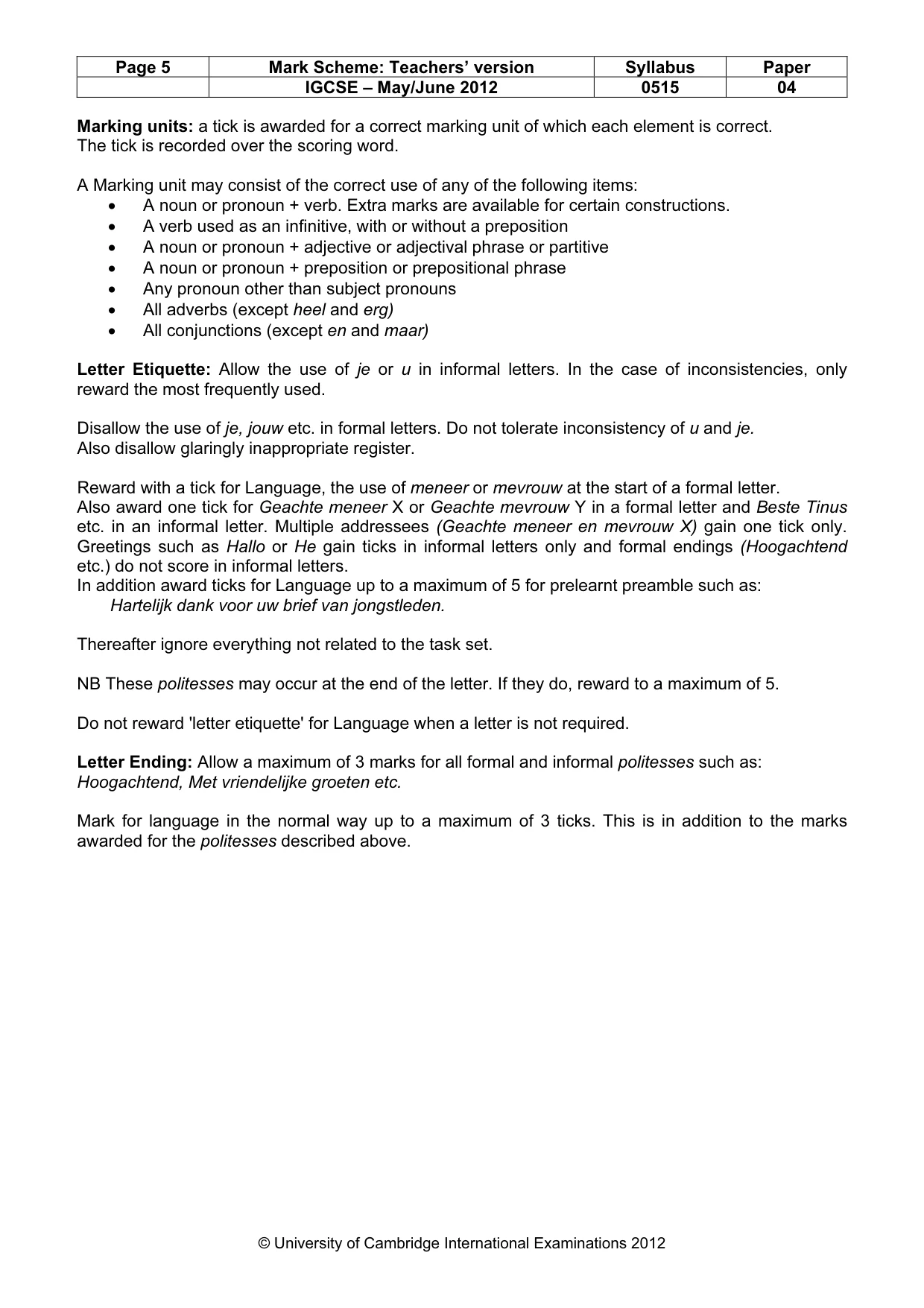 Mark scheme, page 5 of 13