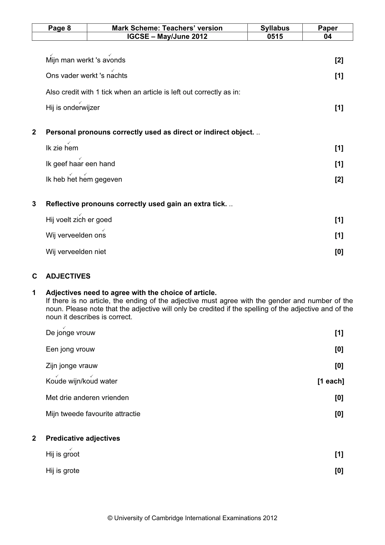Mark scheme, page 8 of 13